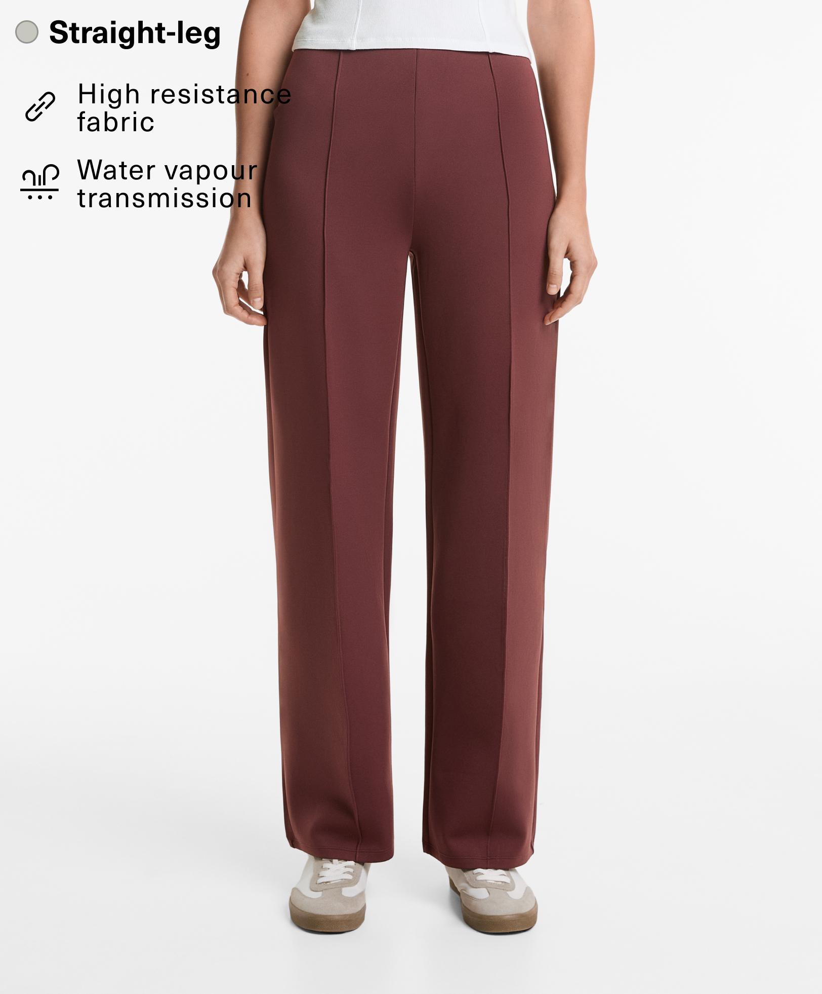 Neoprene-effect straight-leg trousers