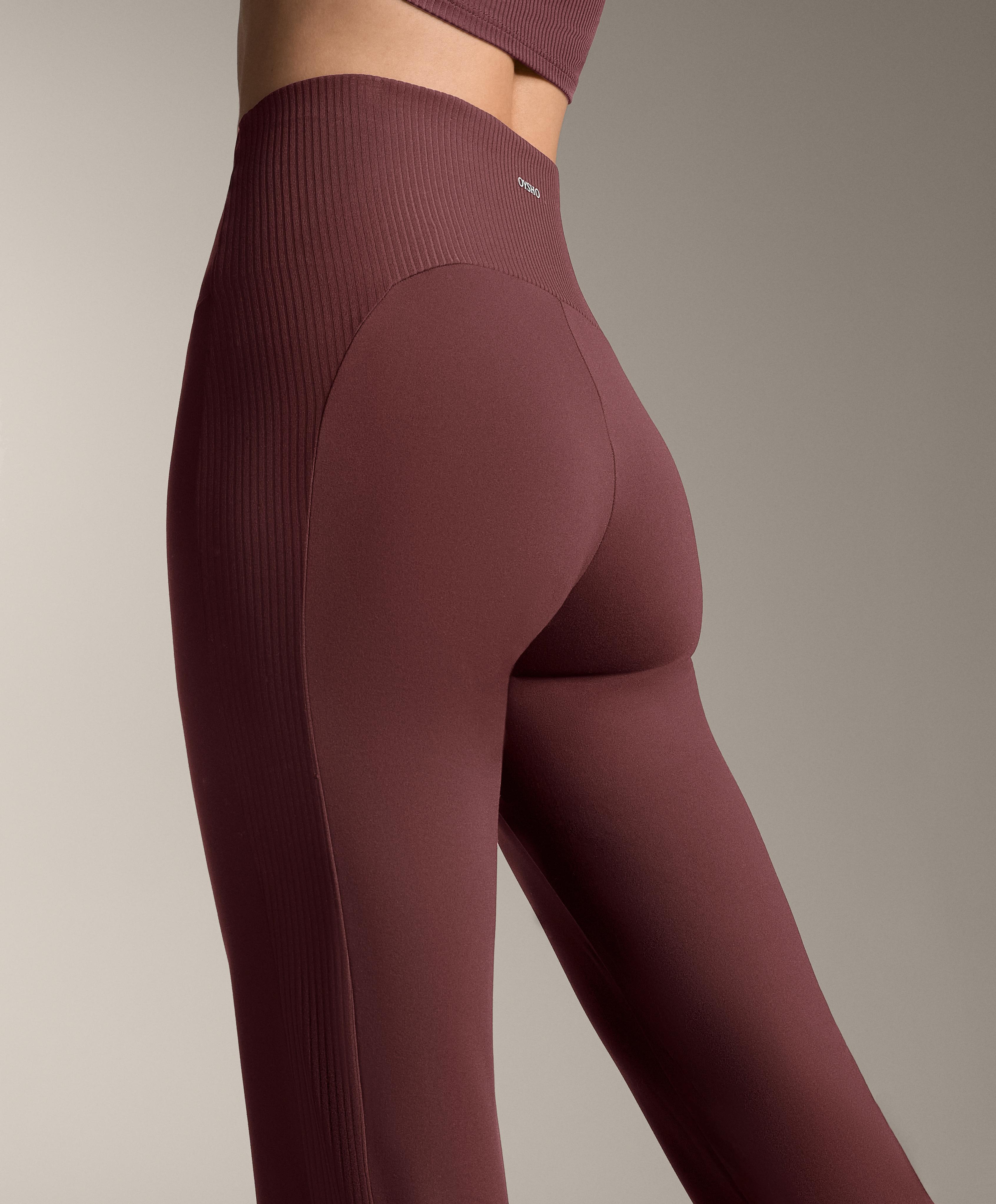 High-rise Comfortlux rib flare trousers — MAROON