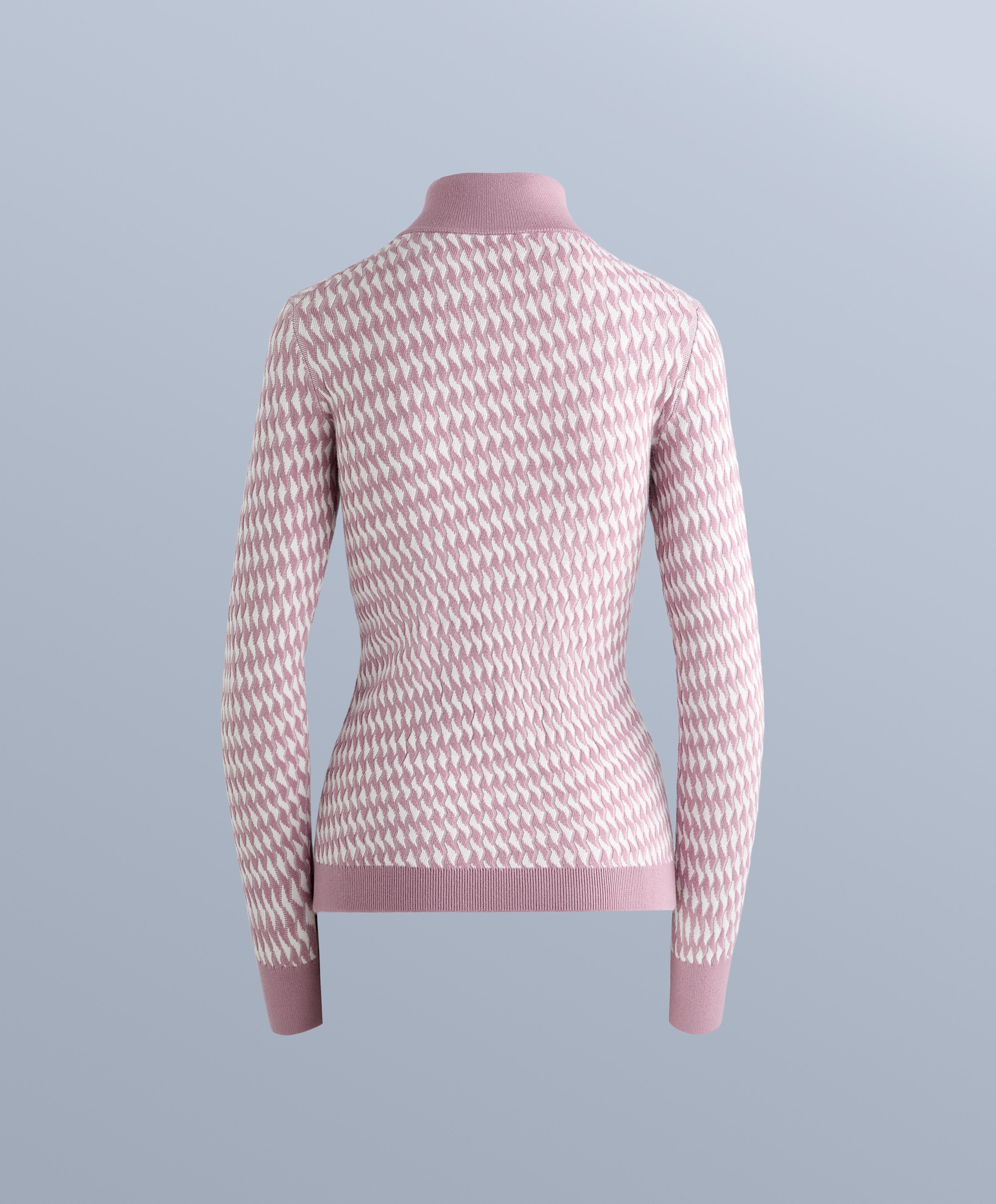 Geometric jacquard knit thermal base layer top — PINK-MAUVE