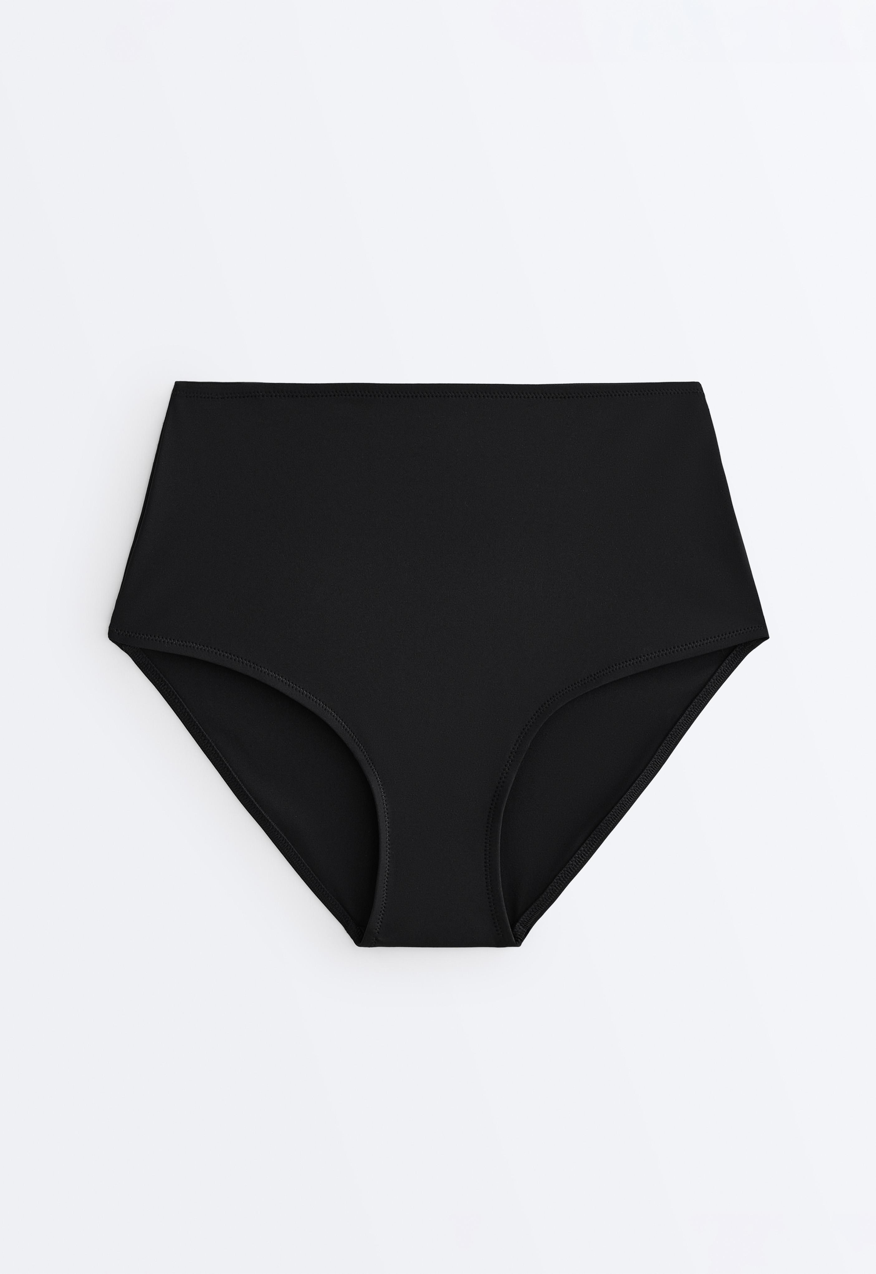 Shapewear-effect high-waisted bikini briefs — BLACK