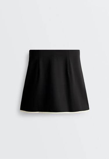 Comfortlux short skirt with contrast piping — BLACK 8