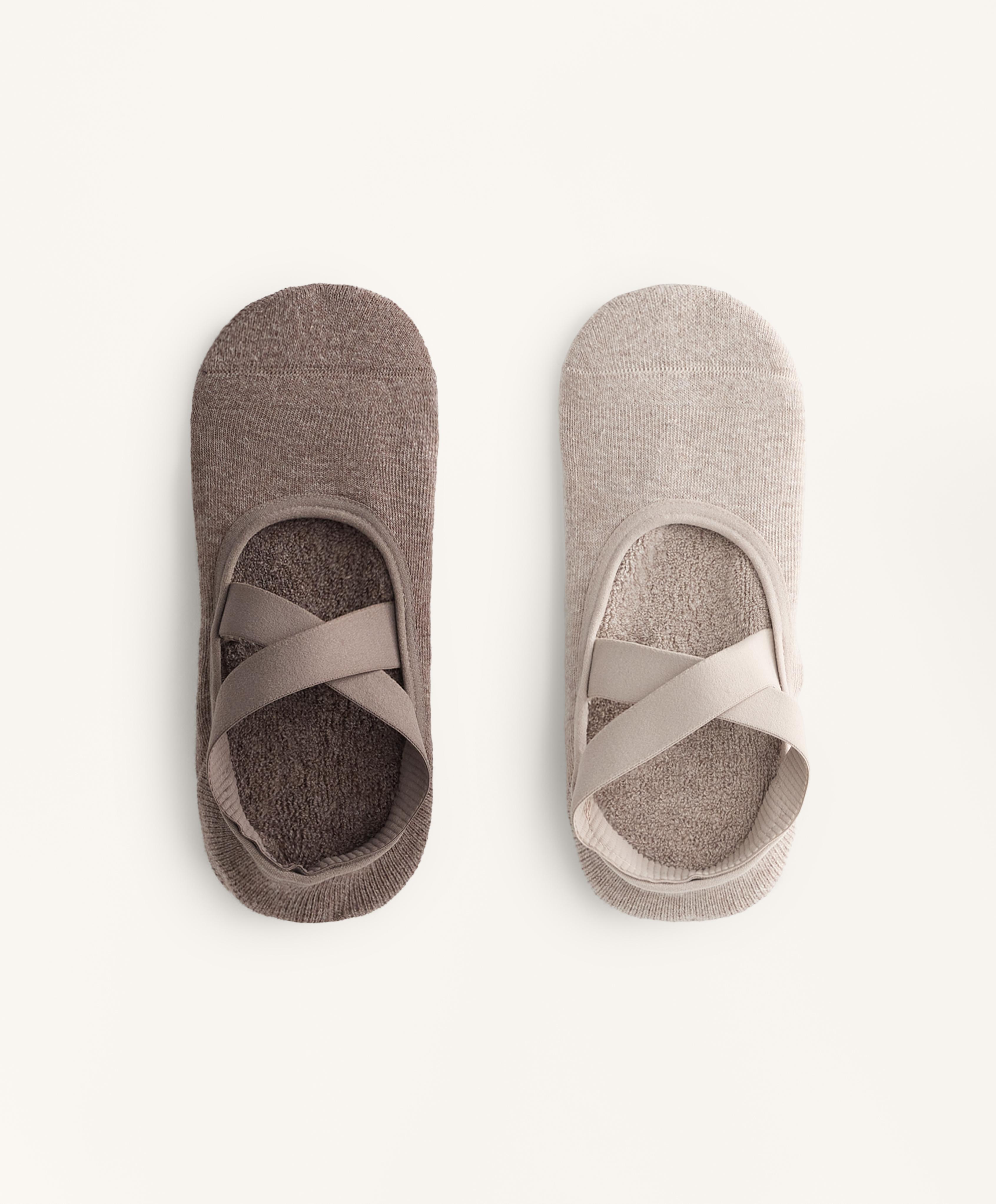 2 para štepanih Čarapa za jogu i pilates od mešavine Pamuka sa trakama 2 para štepanih Čarapa za jogu i pilates od mešavine Pamuka sa trakama