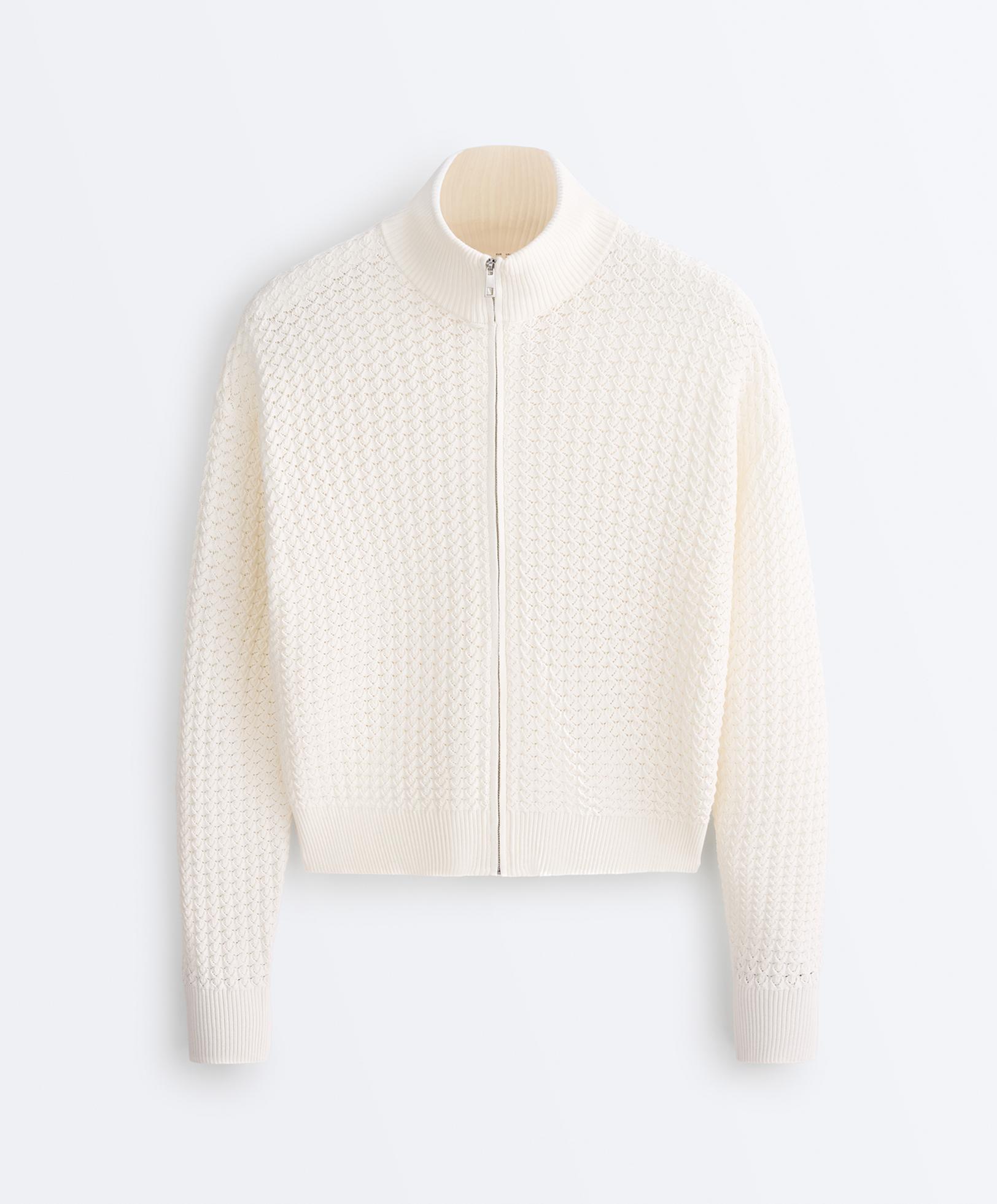 Openwork knit jacket — WHITE