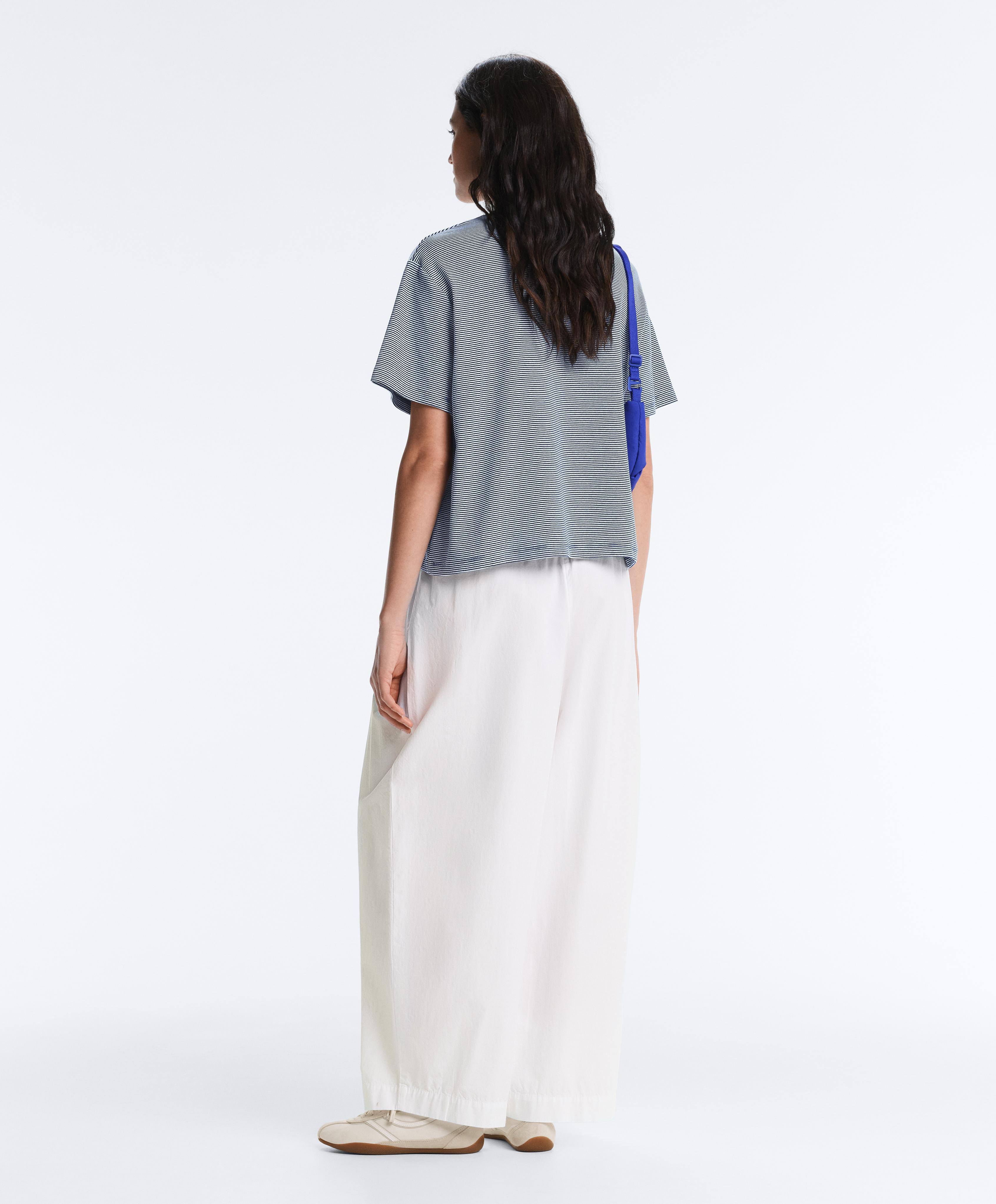Boxy çizgili pamuklu kısa kollu t-shirt - Görsel 6