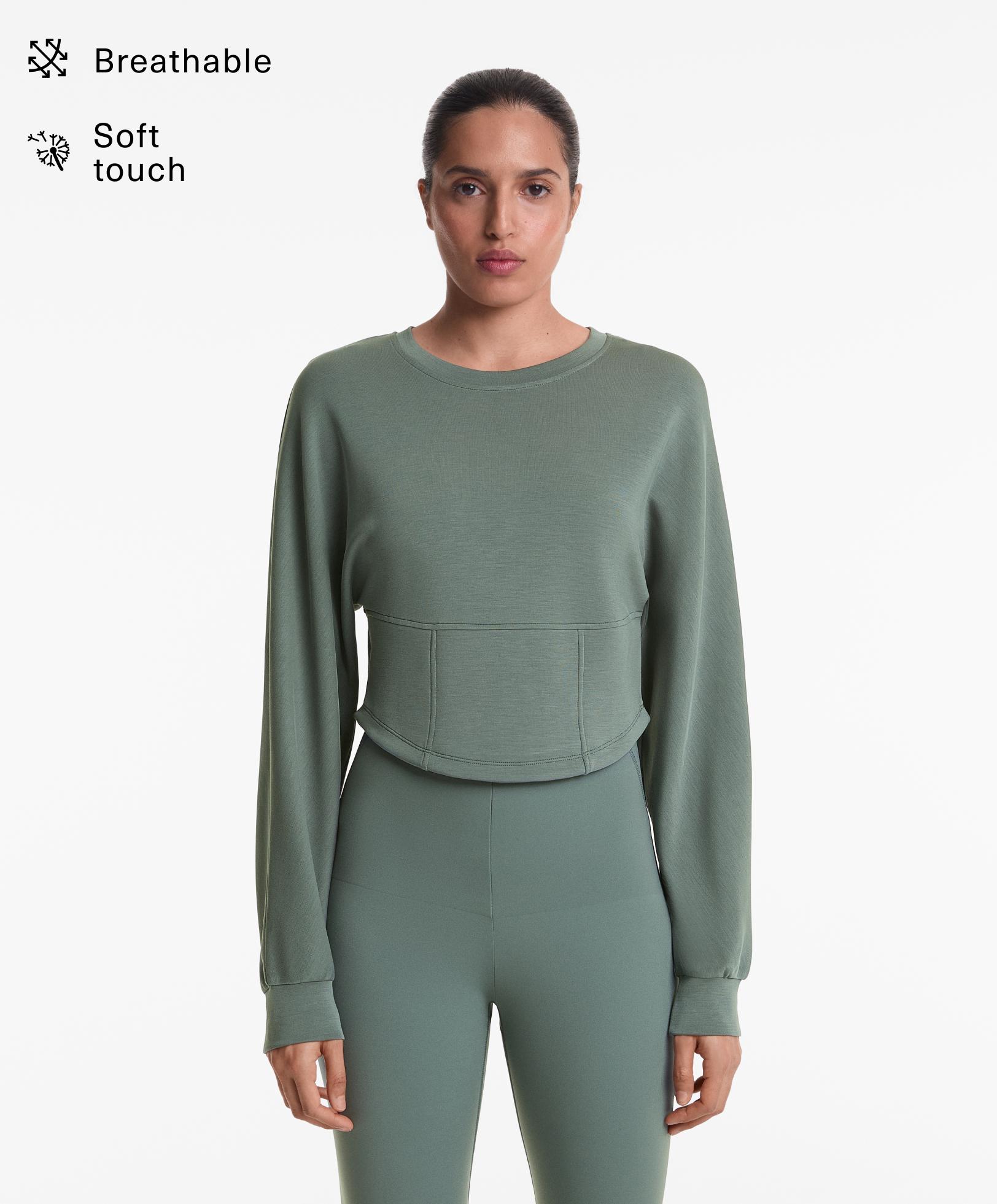 Crop sweatshirt with soft-feel modal Crop sweatshirt with soft-feel modal