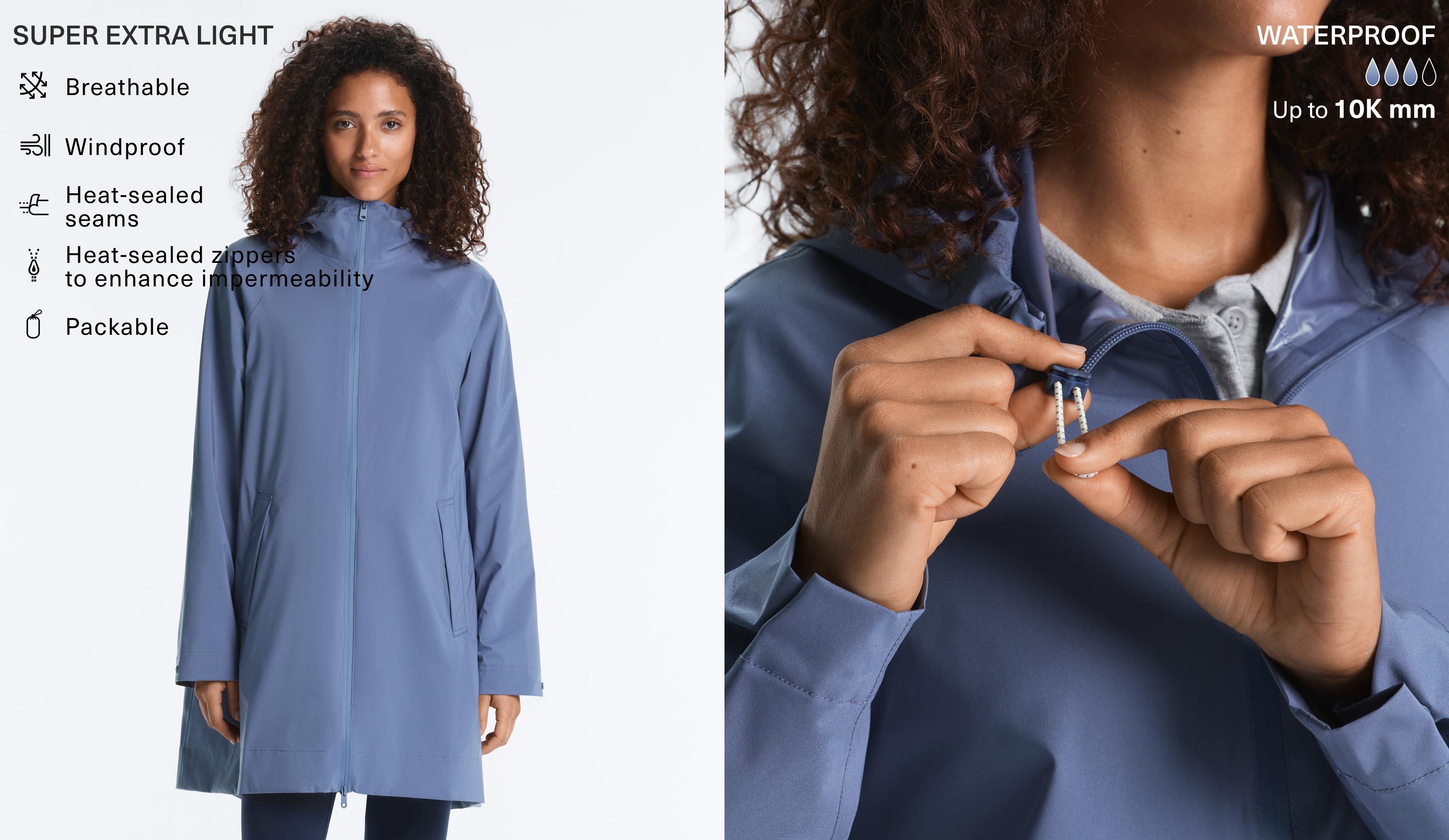 Packable super extra lightweight 10k waterproof jacket — BRIGHT GREY-BLUE