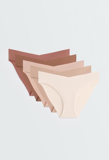 5 invisible polyamide blend PANTONE™ V-cut classic briefs — BEIGE 1
