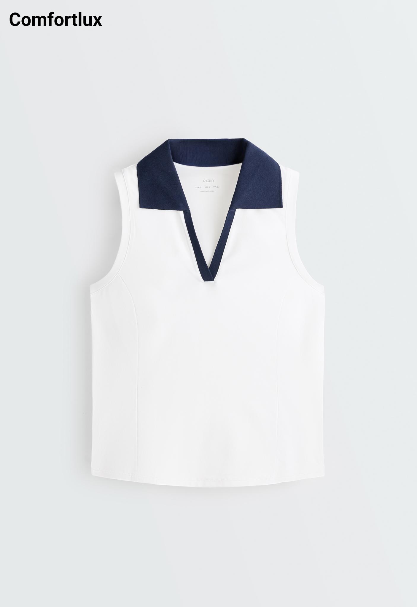 Contrast sleeveless Comfortlux polo shirt — WHITE 