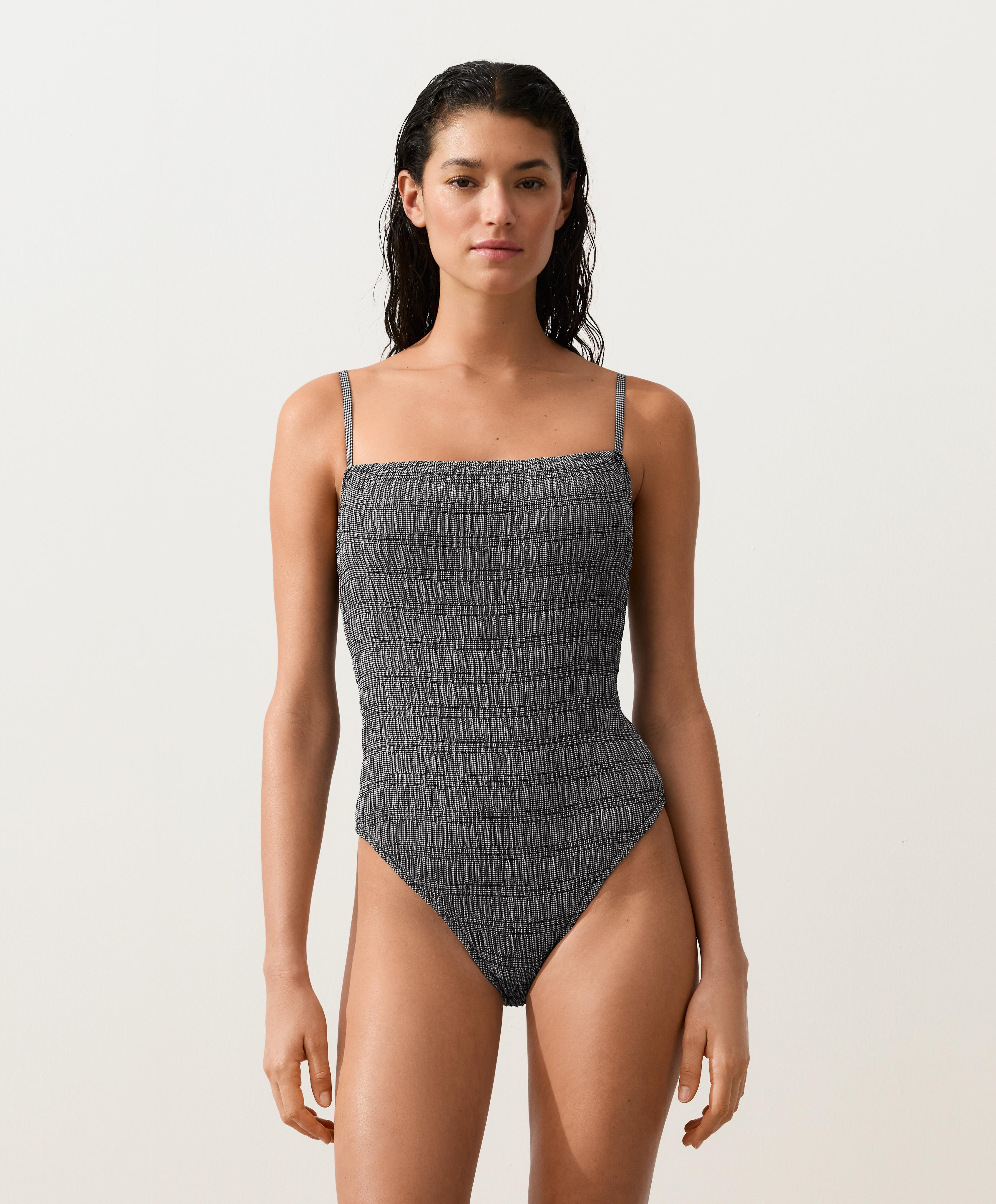 Gingham smock bandeau swimsuit Gingham smock bandeau swimsuit