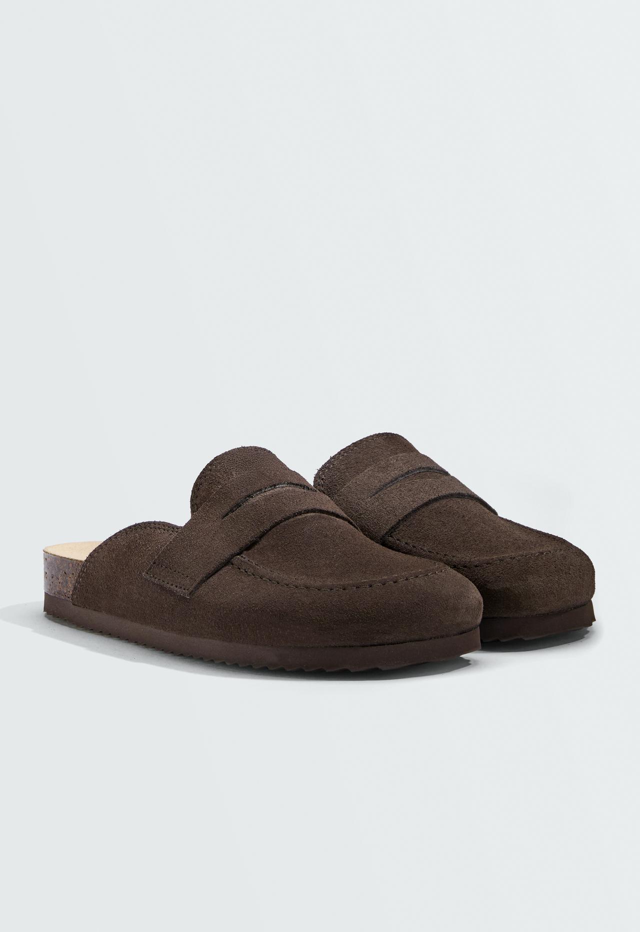 Suede clog — BROWN