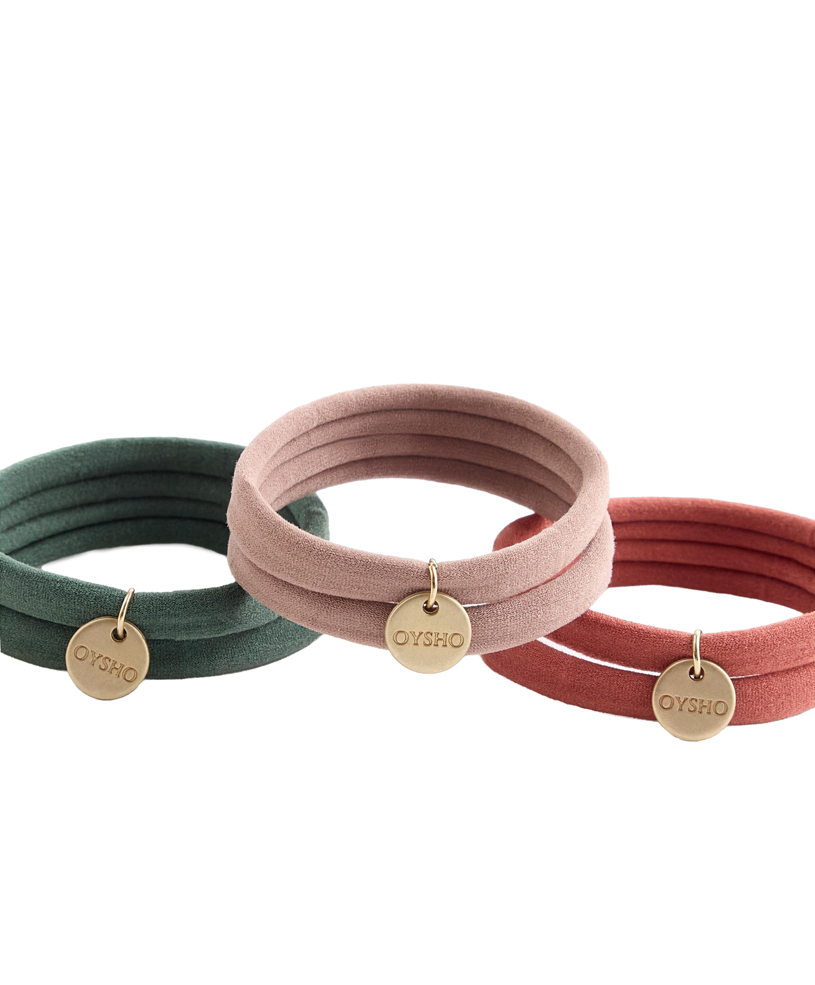 6 Oysho plaque hair ties — ORANGE