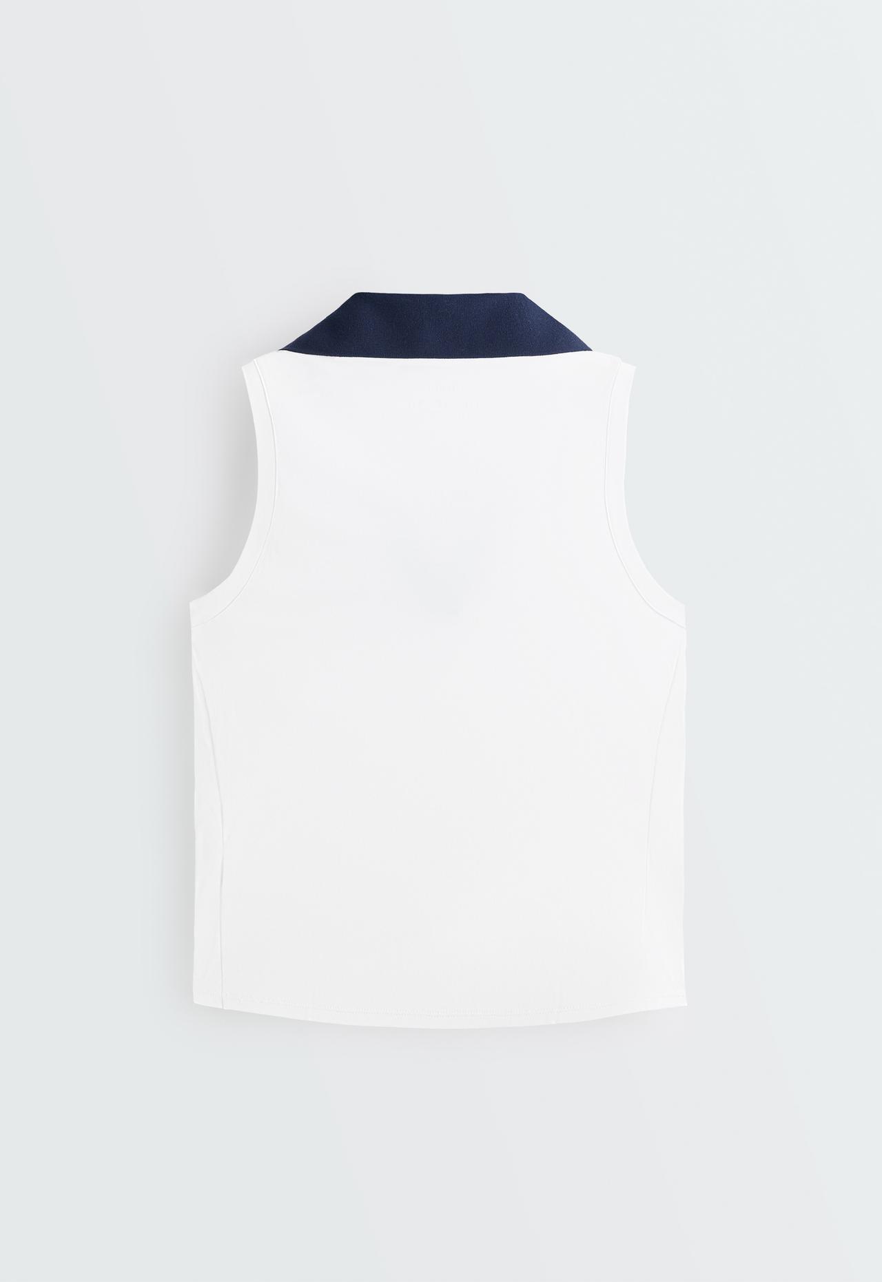 Contrast sleeveless Comfortlux polo shirt — WHITE 