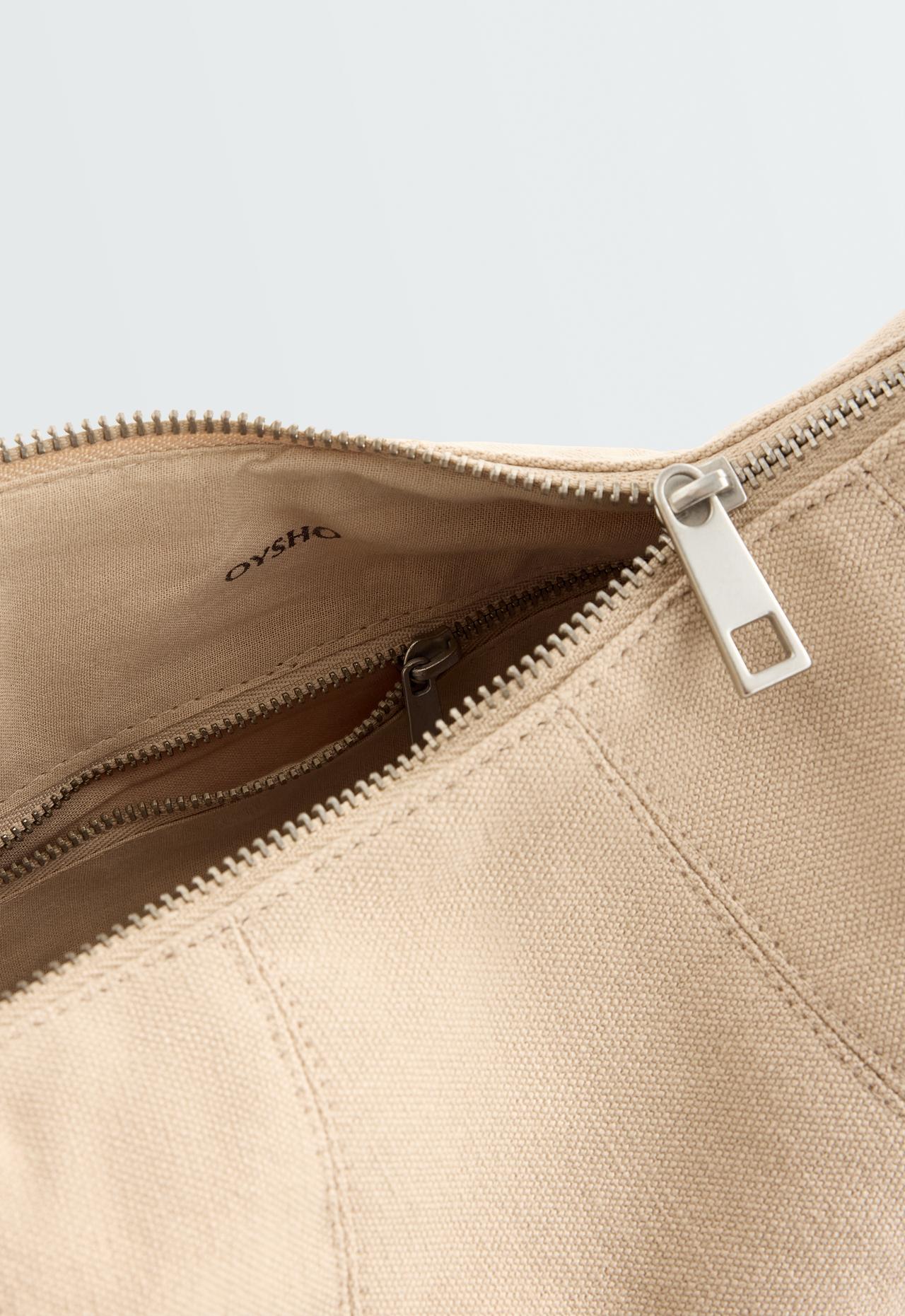 100% cotton crossbody bag — PALE BEIGE
