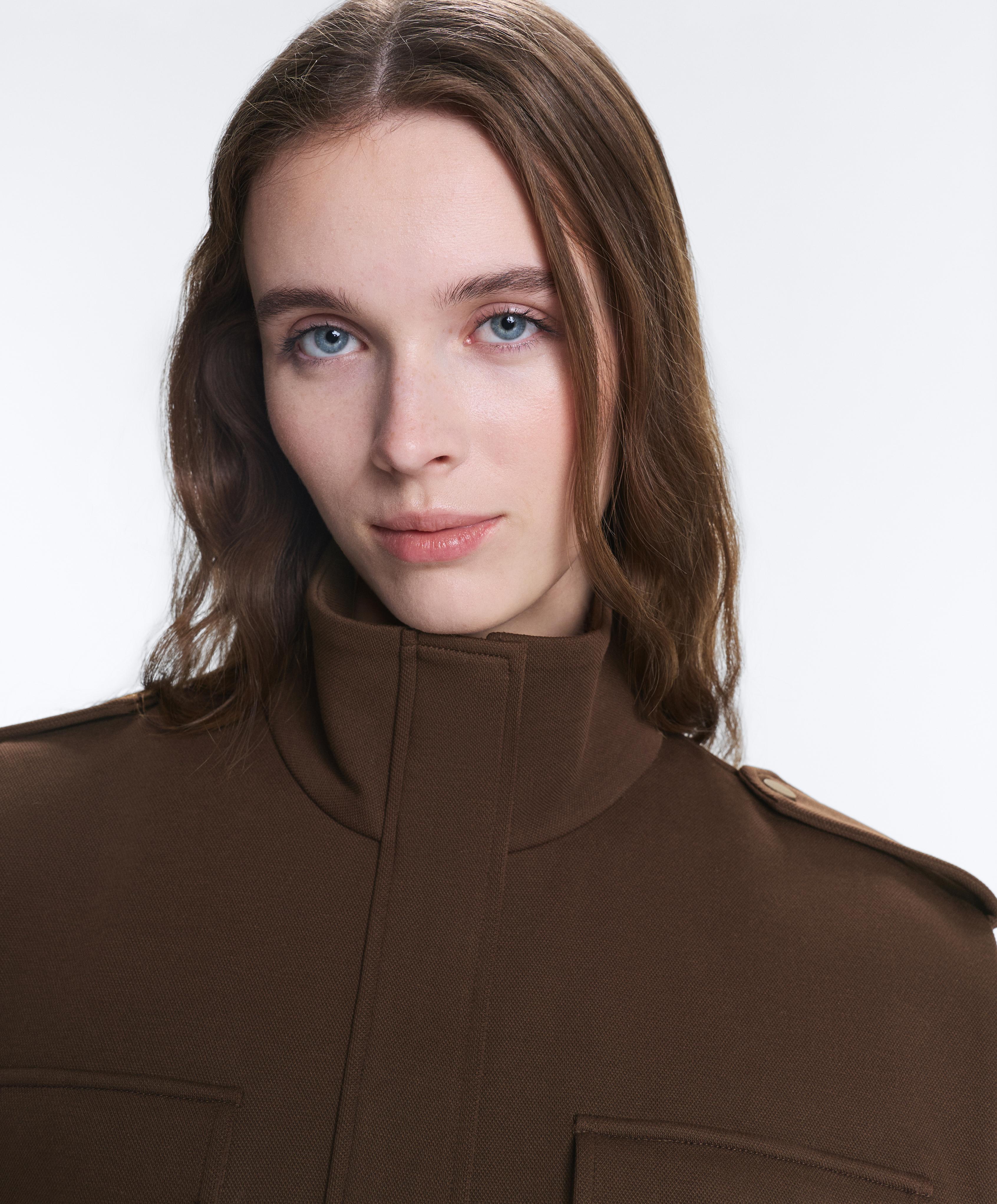 Utility piqué gilet with cotton belt — DARK BROWN