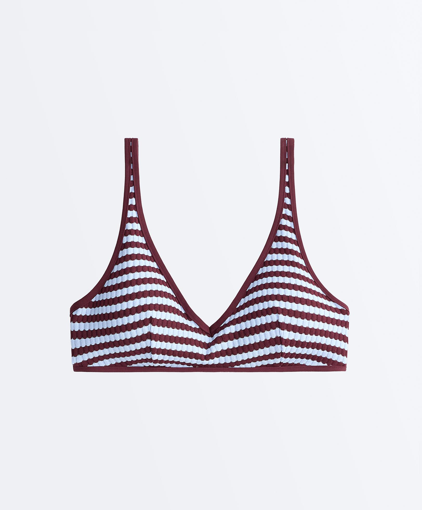 Striped textured halter bikini top — CHERRY