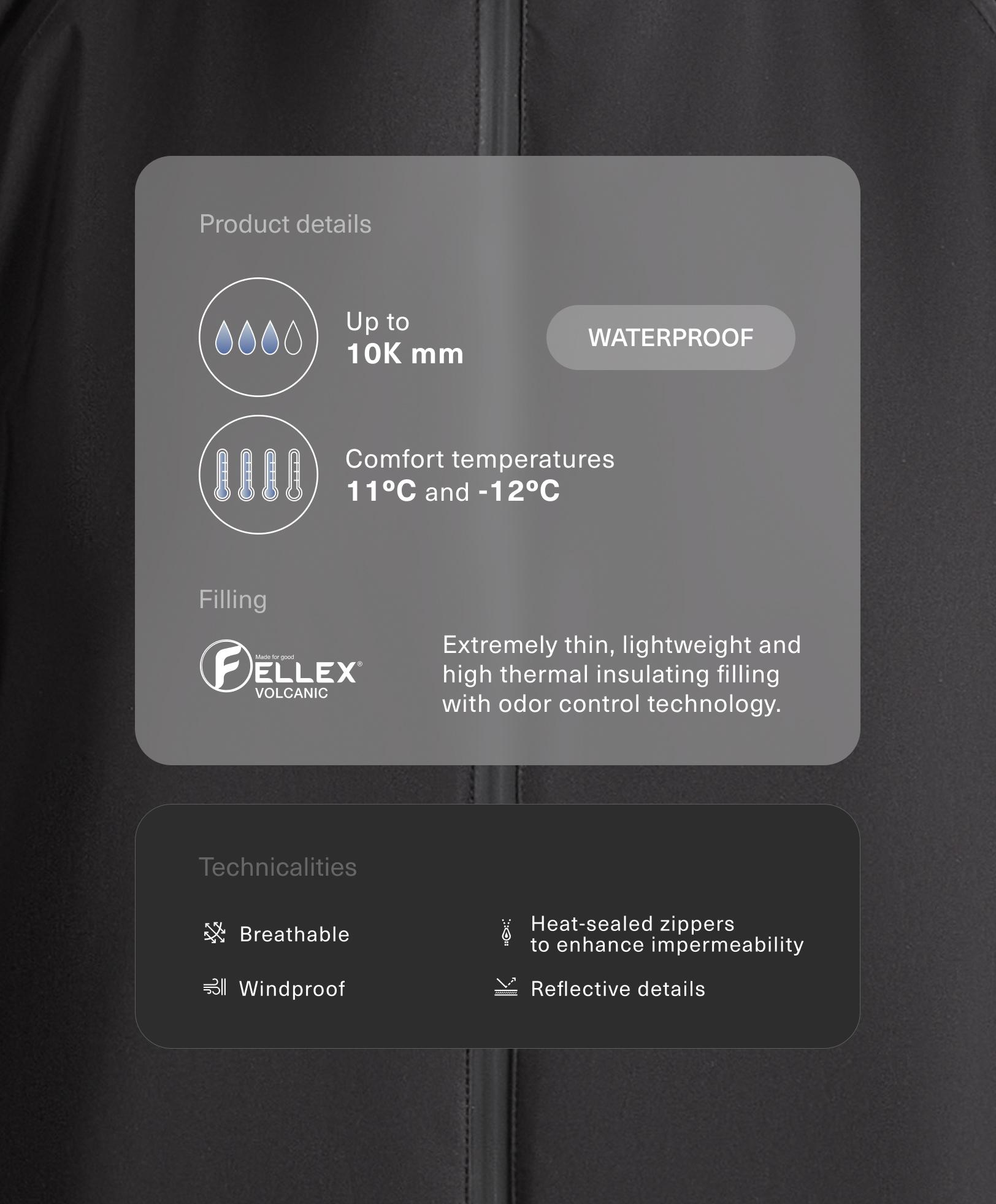 Techninė paminkštinta 10k FELLEX® Volcanic neperšlampama striukė Techninė paminkštinta 10k FELLEX® Volcanic neperšlampama striukė