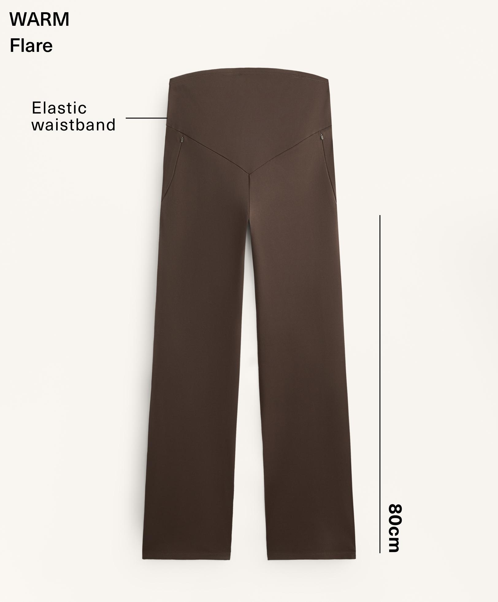 Warm flare maternity trousers — DARK REDDISH‑BROWN