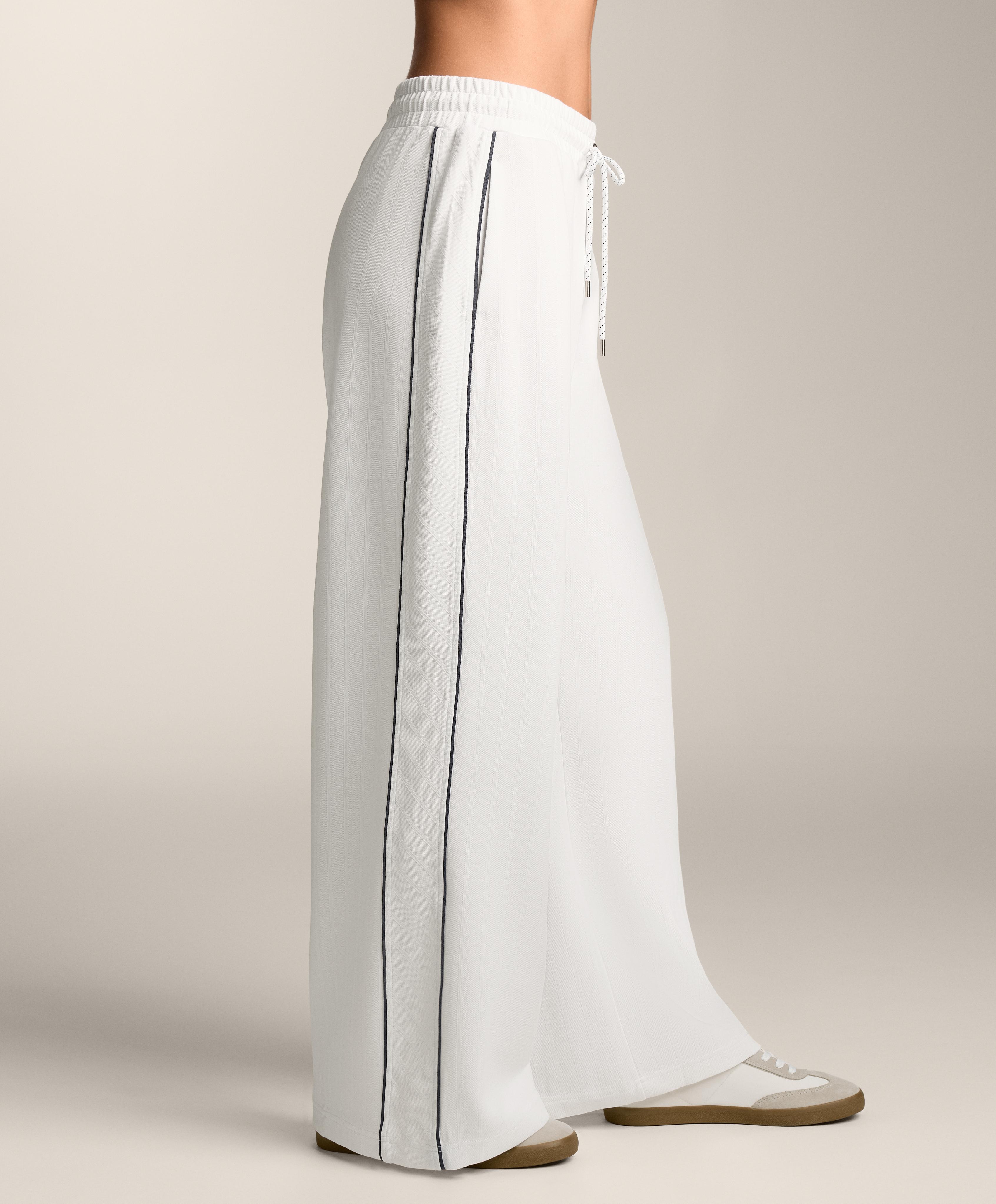 Piqué trousers with side piping and cotton — WHITE 