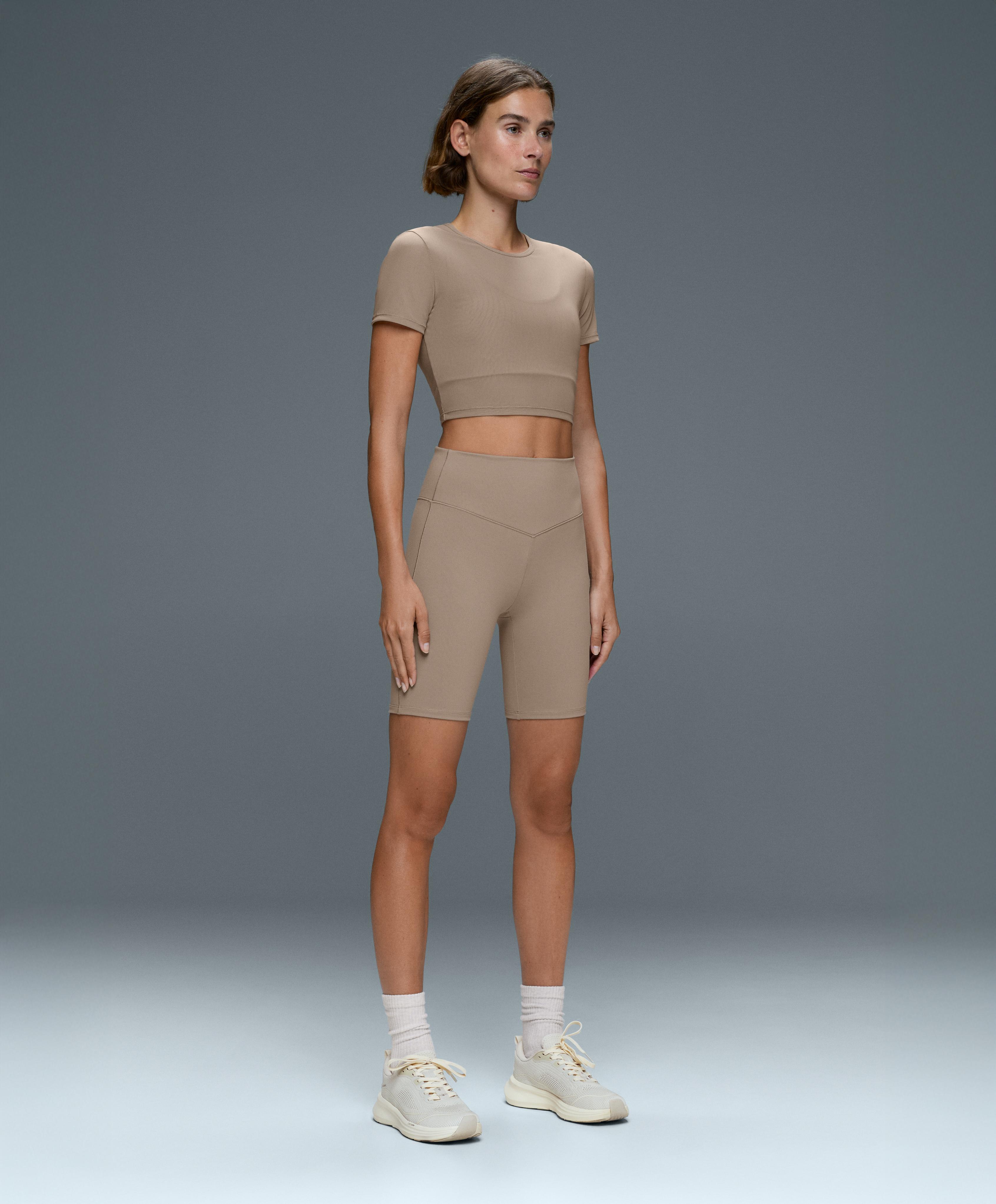 Evermove short-sleeved overlay tank top — PINK-BEIGE