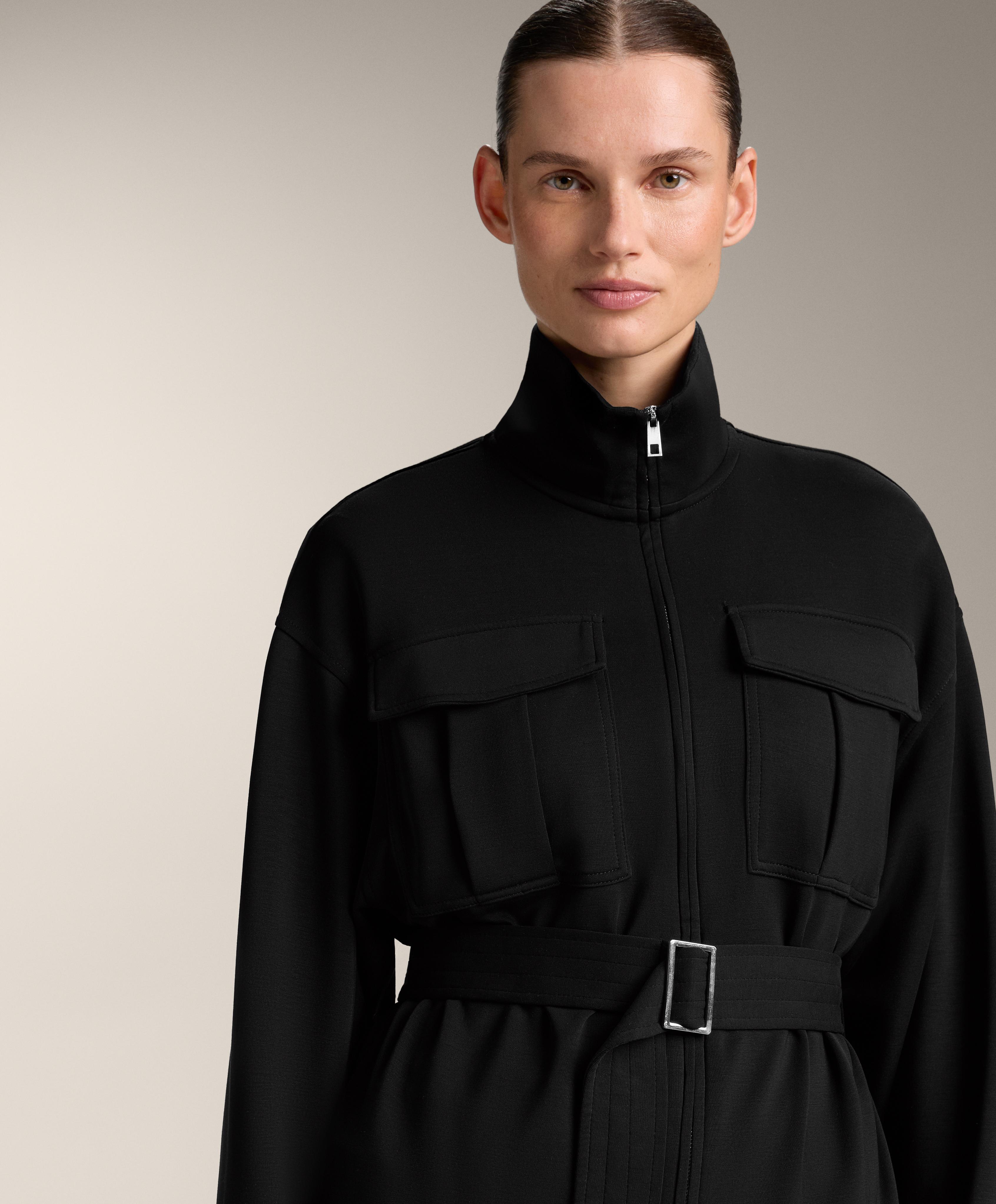 Long soft-touch jacket with modal and belt Long soft-touch jacket with modal and belt