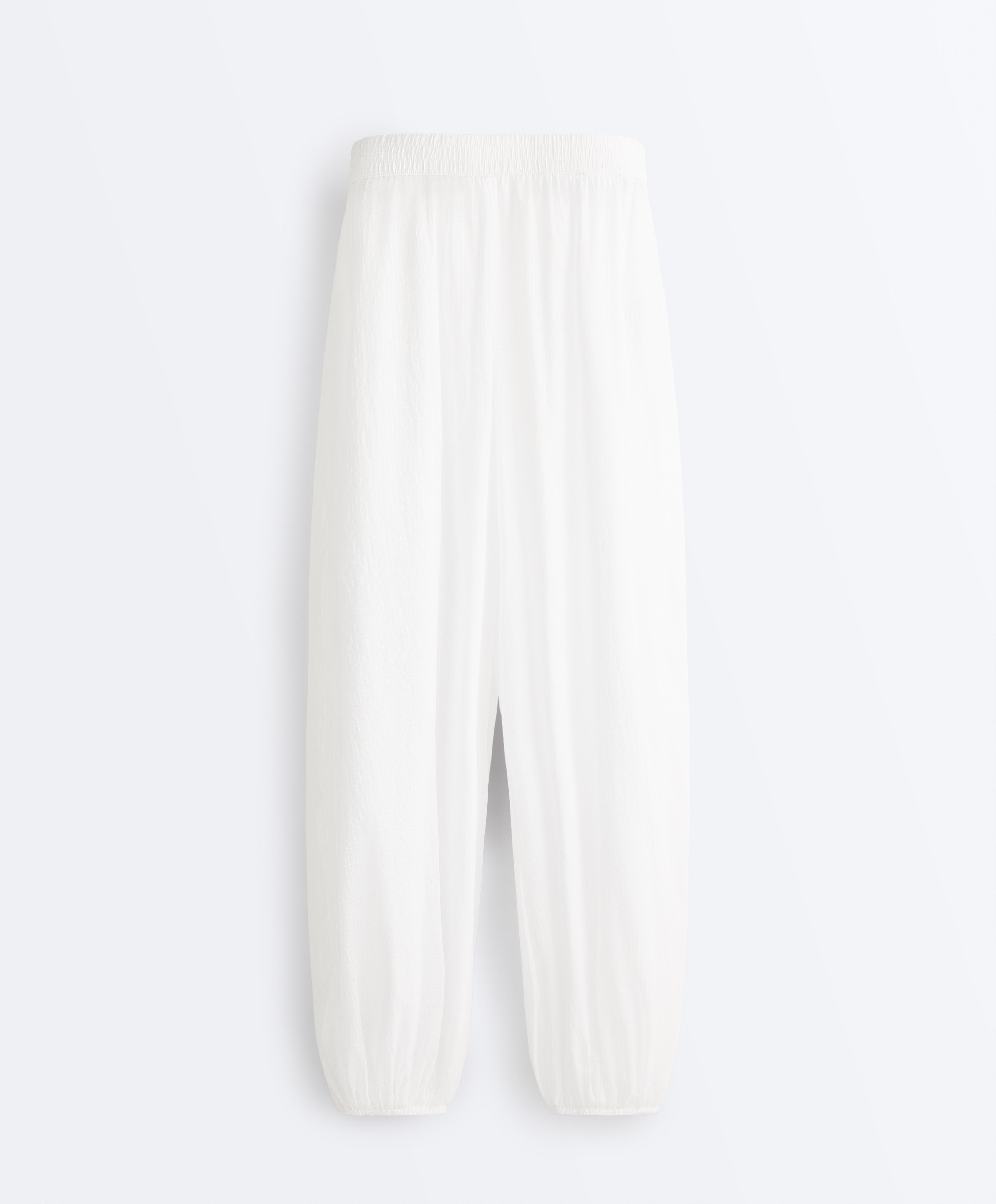 Checked technical bloomer trousers — WHITE