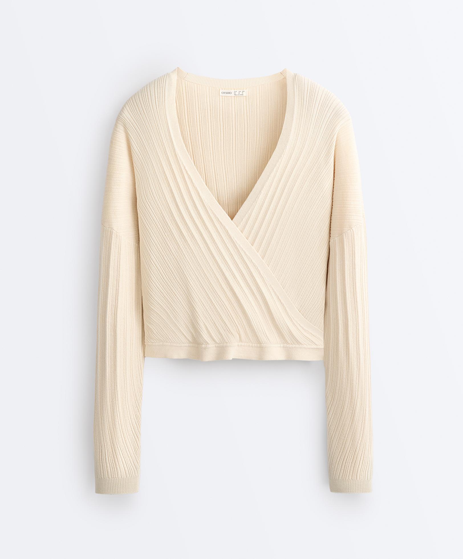 Crossed rib knit jumper — PLASTER