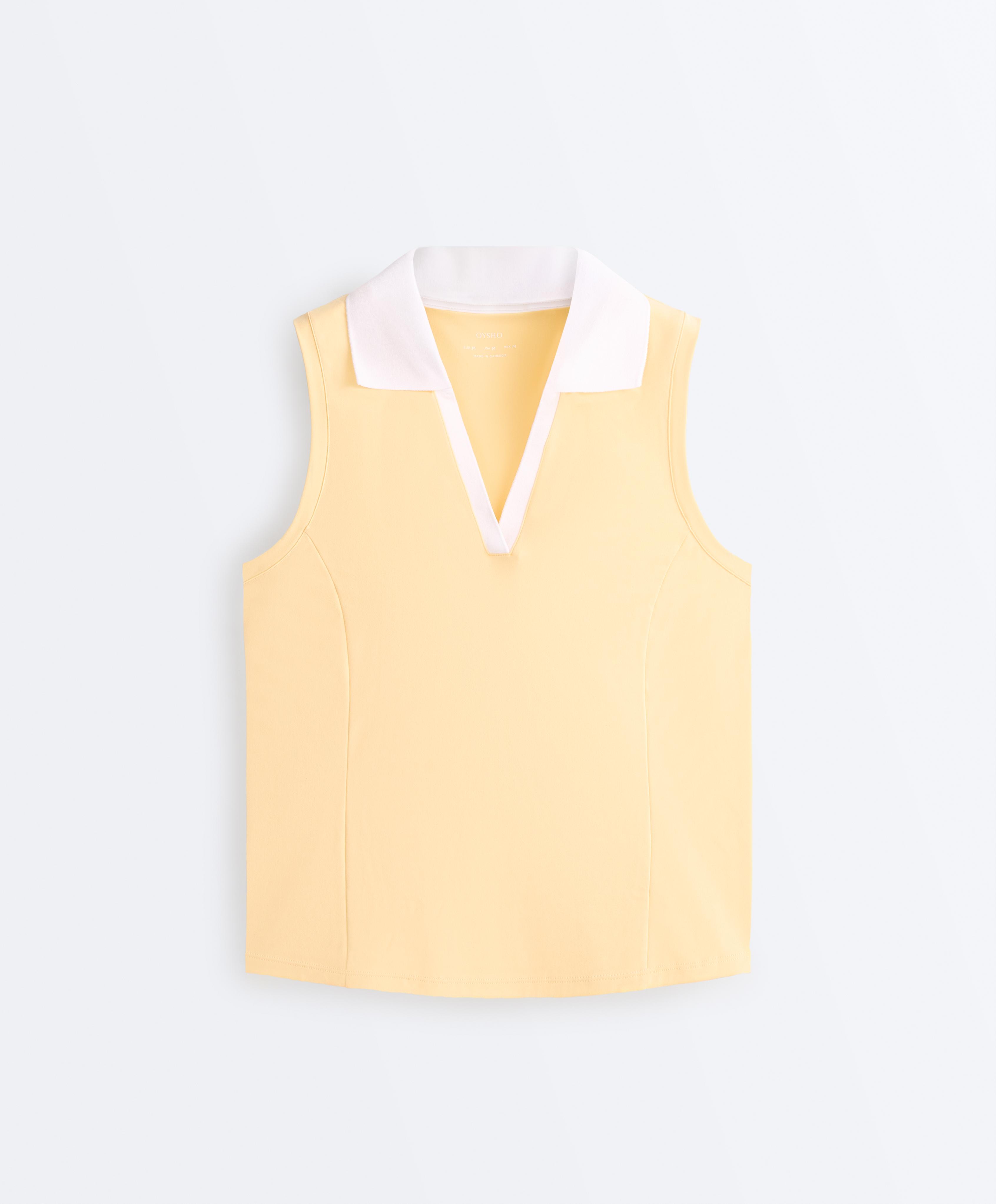 Contrast sleeveless Comfortlux polo shirt — PALE YELLOW