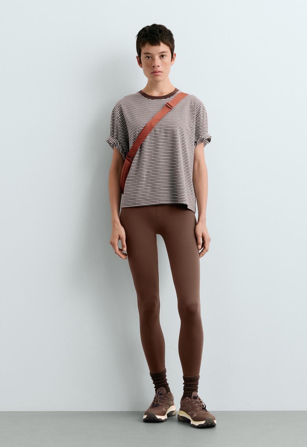 Regular fit striped cotton blend short-sleeved T-shirt