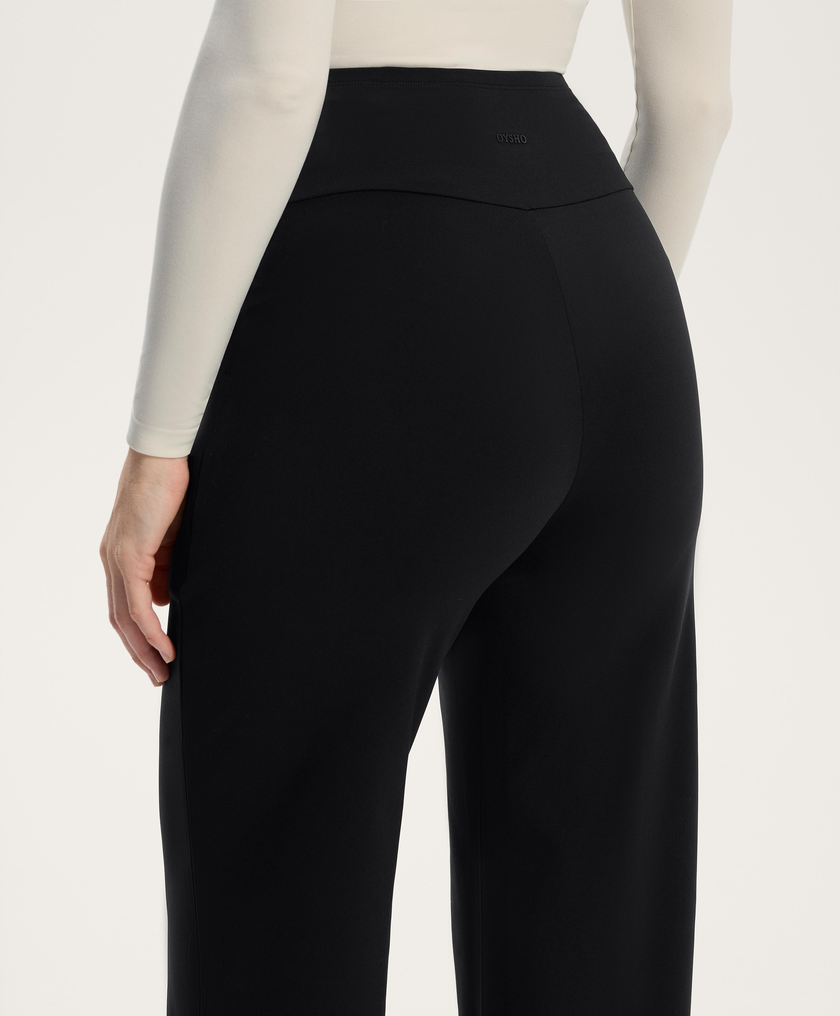 Straight-leg warm maternity trousers — BLACK