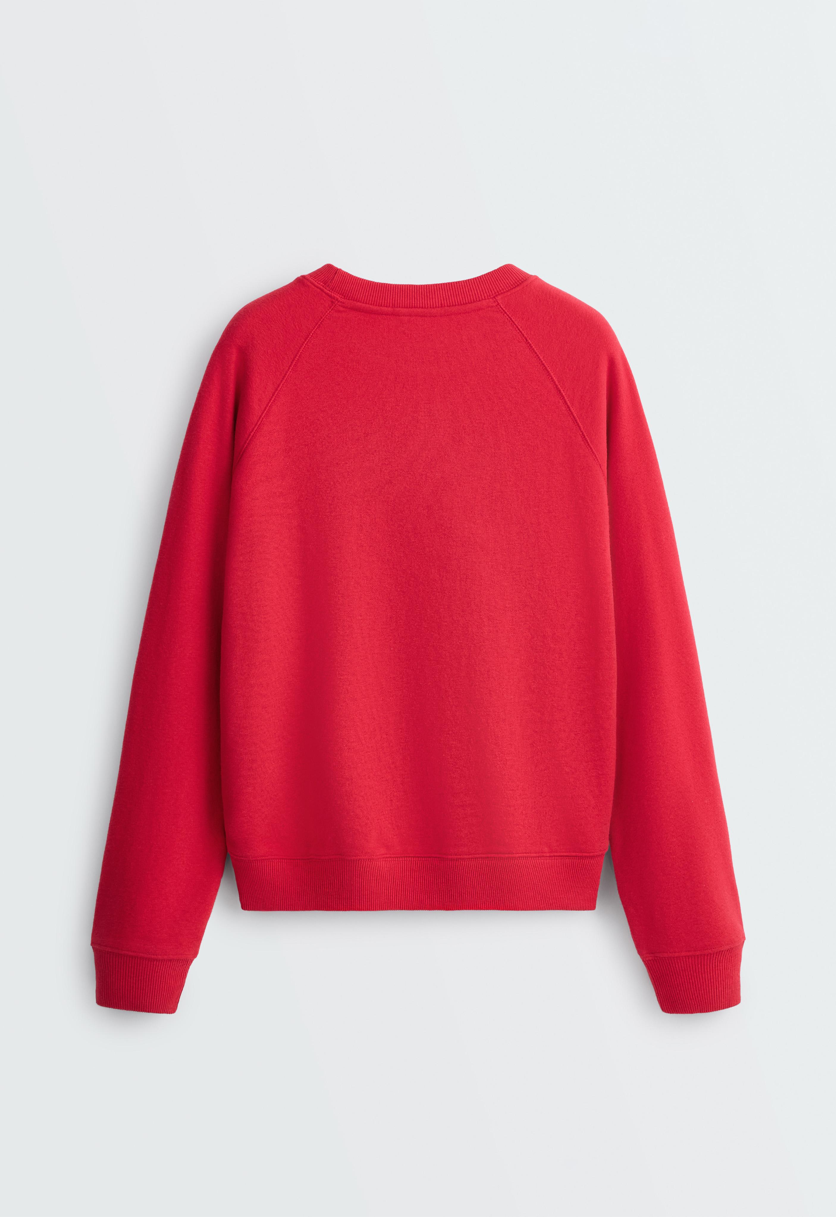 Cotton blend fleece round neck sweatshirt — STRAWBERRY