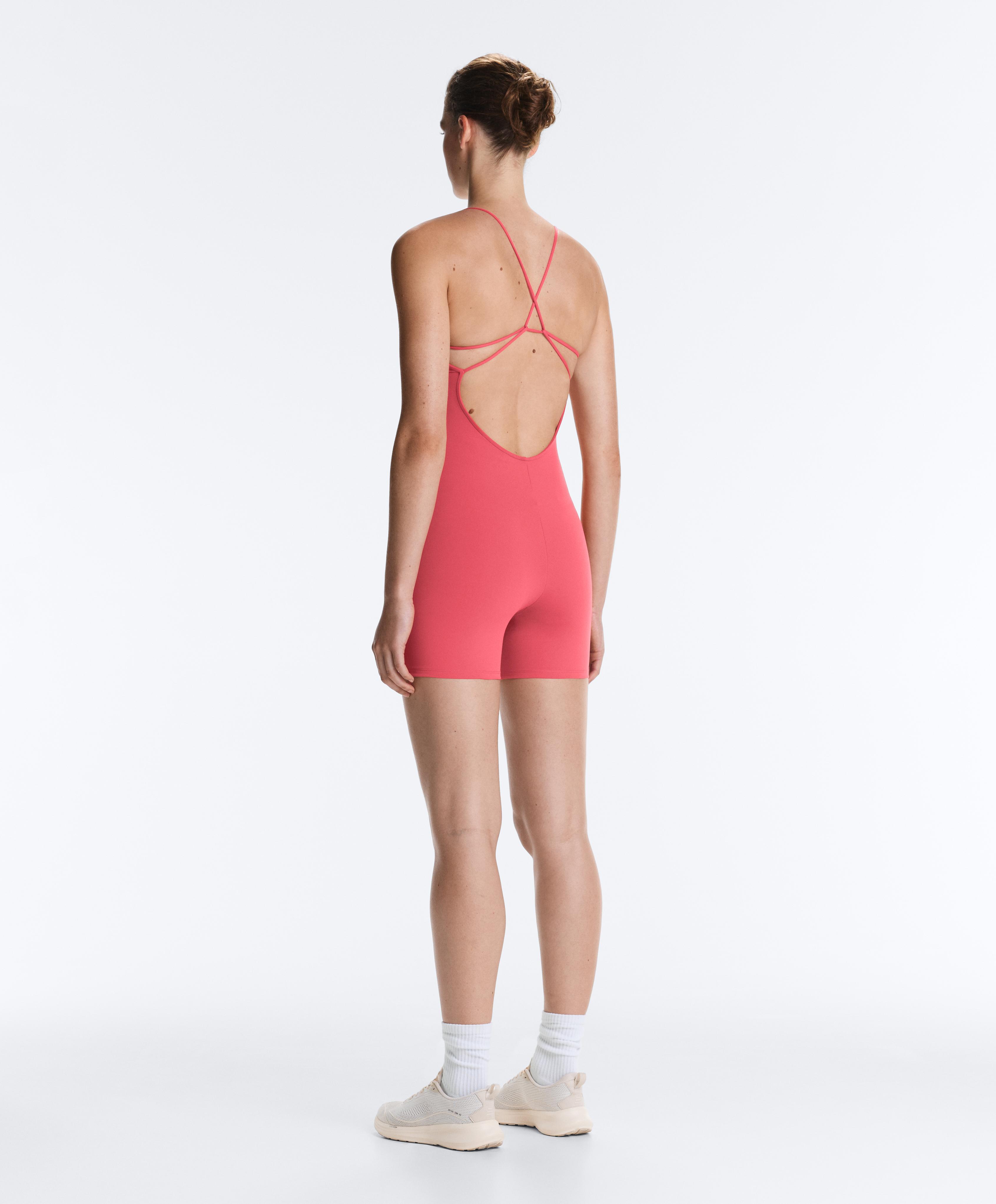Comfortlux strappy back short jumpsuit — WASHED RED
