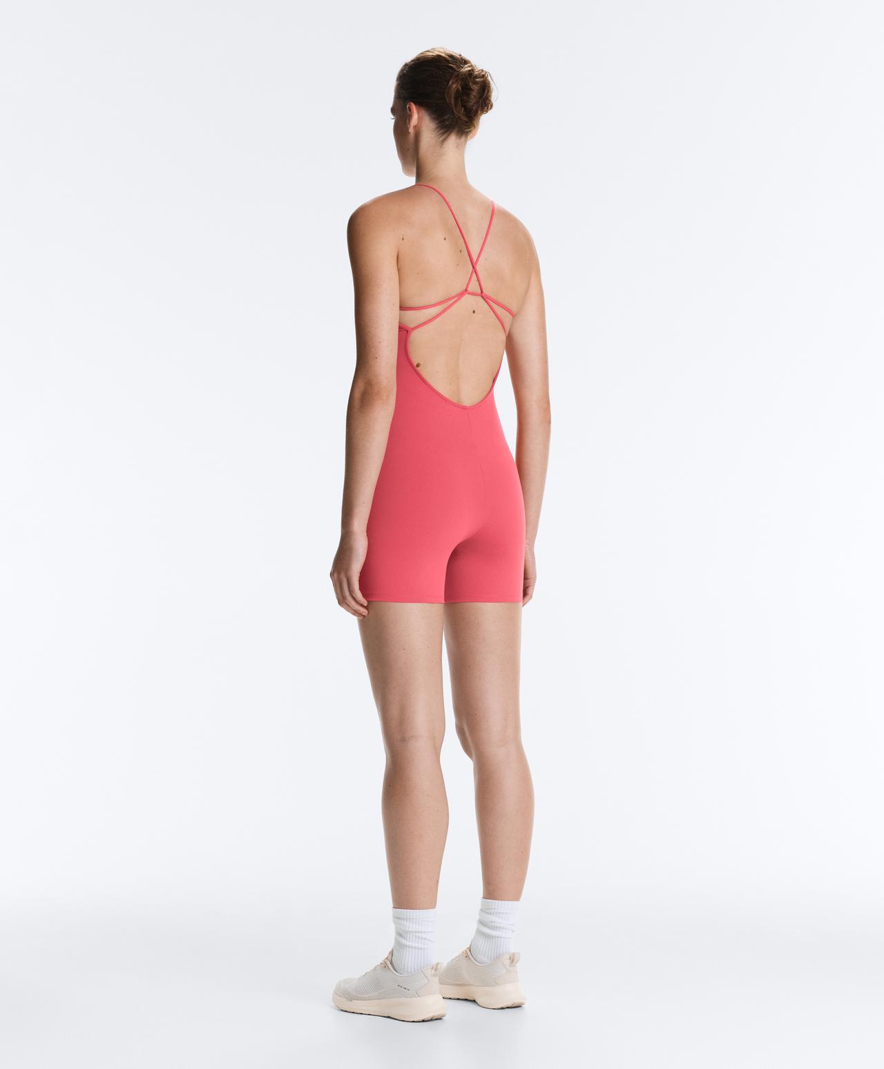 Comfortlux strappy back short jumpsuit — WASHED RED