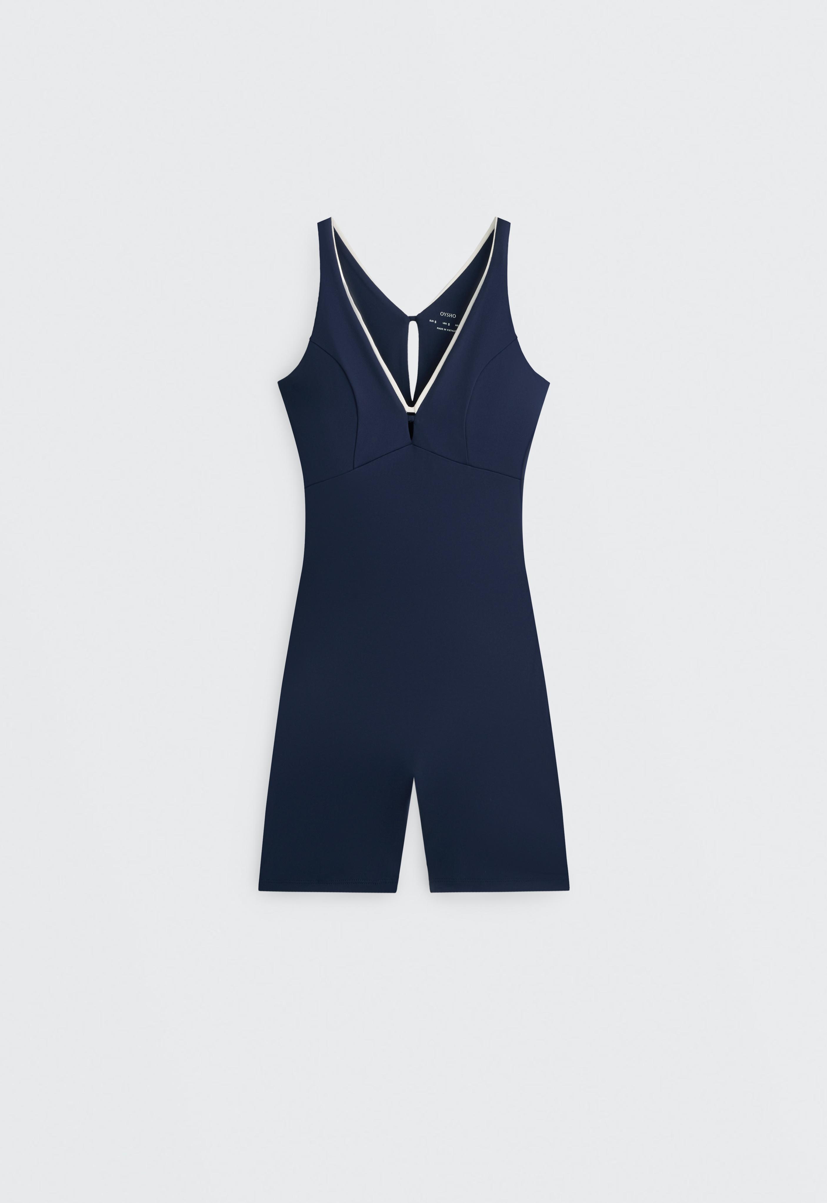 Comfortlux strappy V-neck short jumpsuit — NAVY BLUE