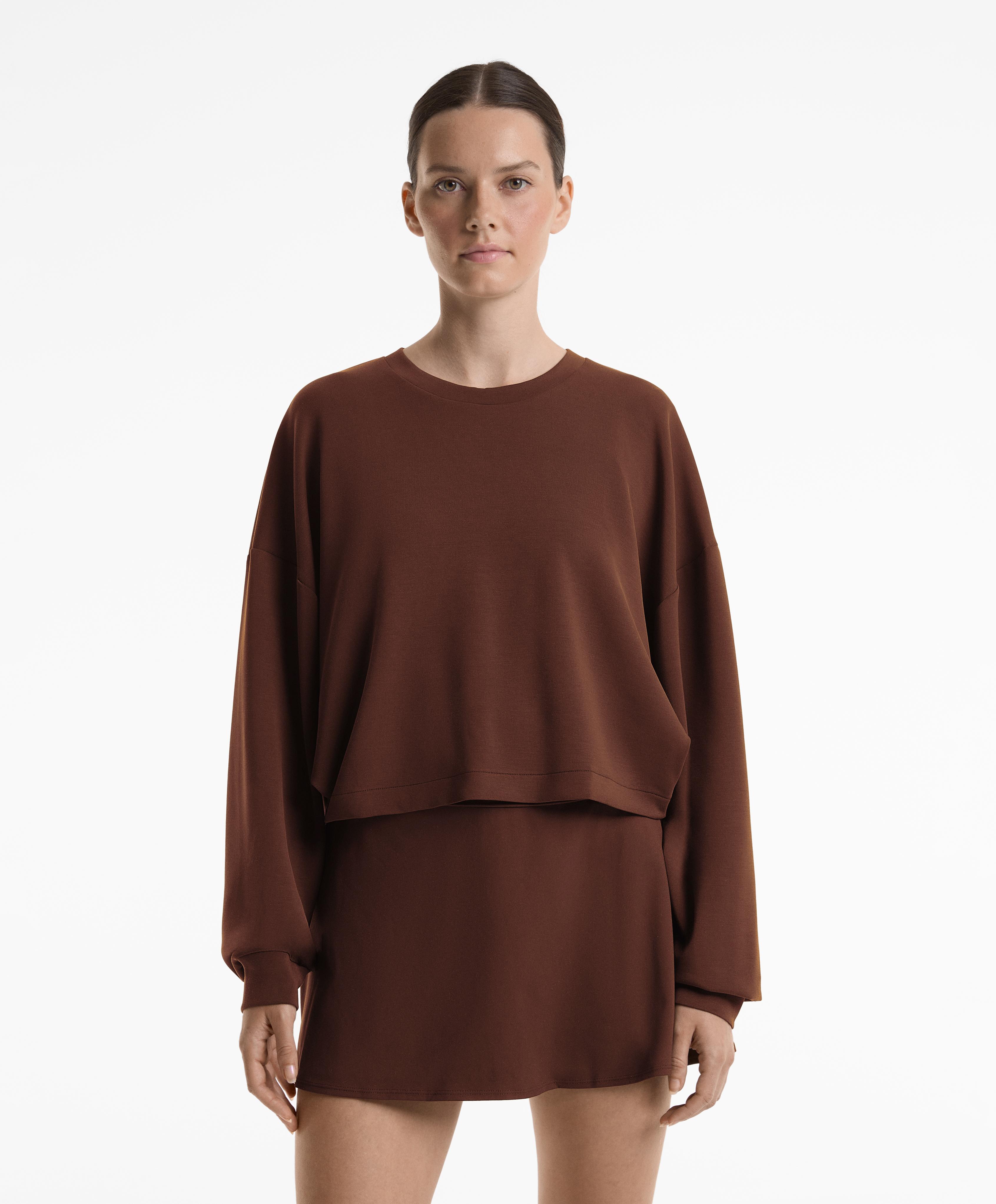 Crop crossed back sweatshirt with soft-touch modal Crop crossed back sweatshirt with soft-touch modal