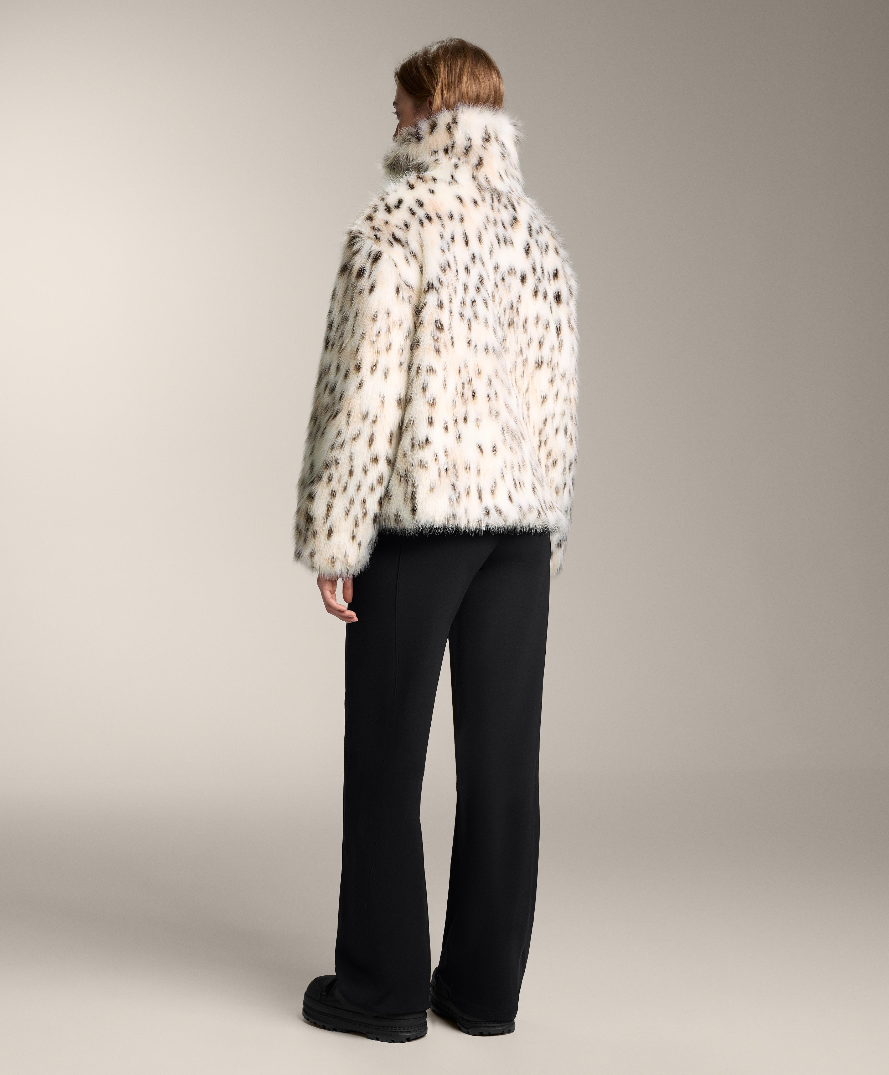 Animal print faux-fur jacket — ECRU