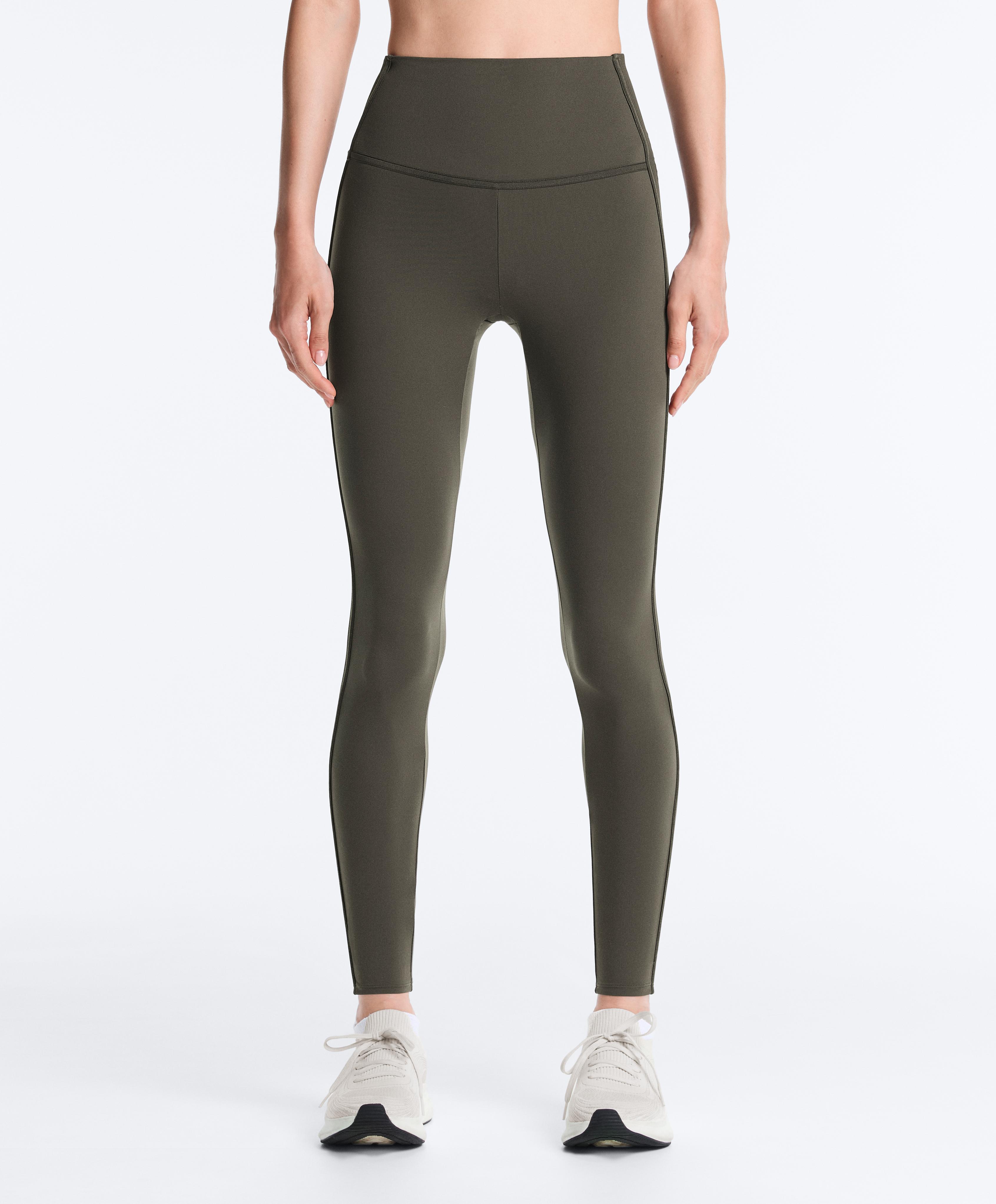 Comfortlux high rise rib ankle-length leggings — GREEN