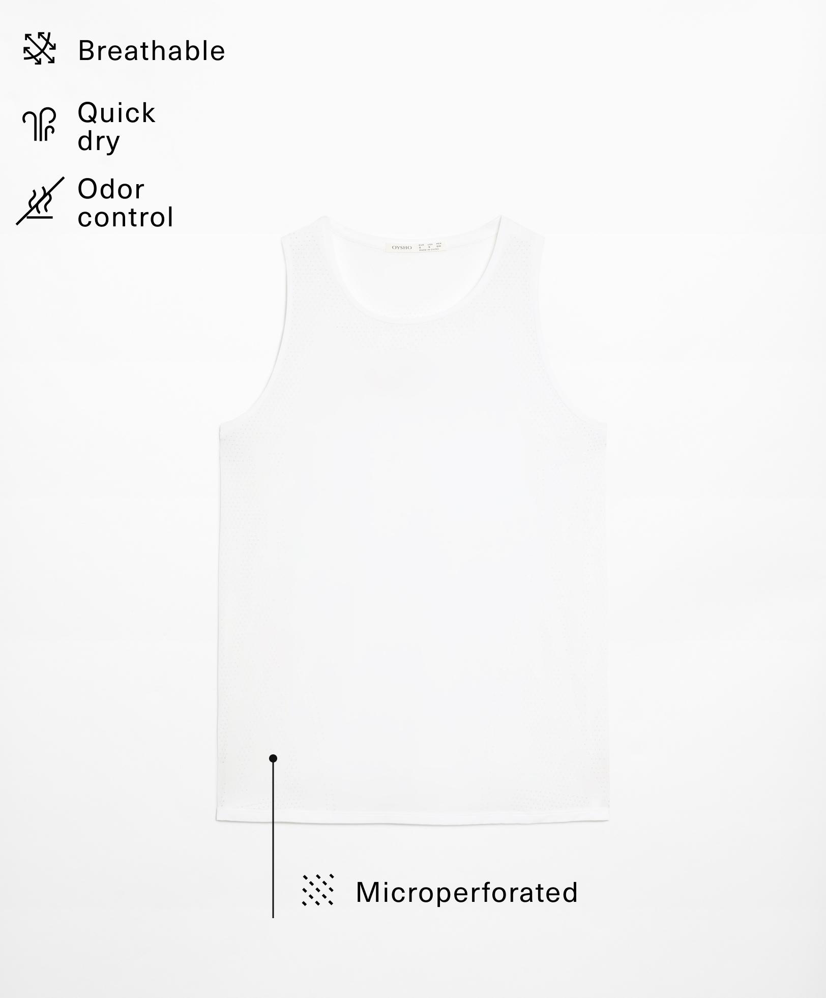 Sleeveless technical T-shirt with open back