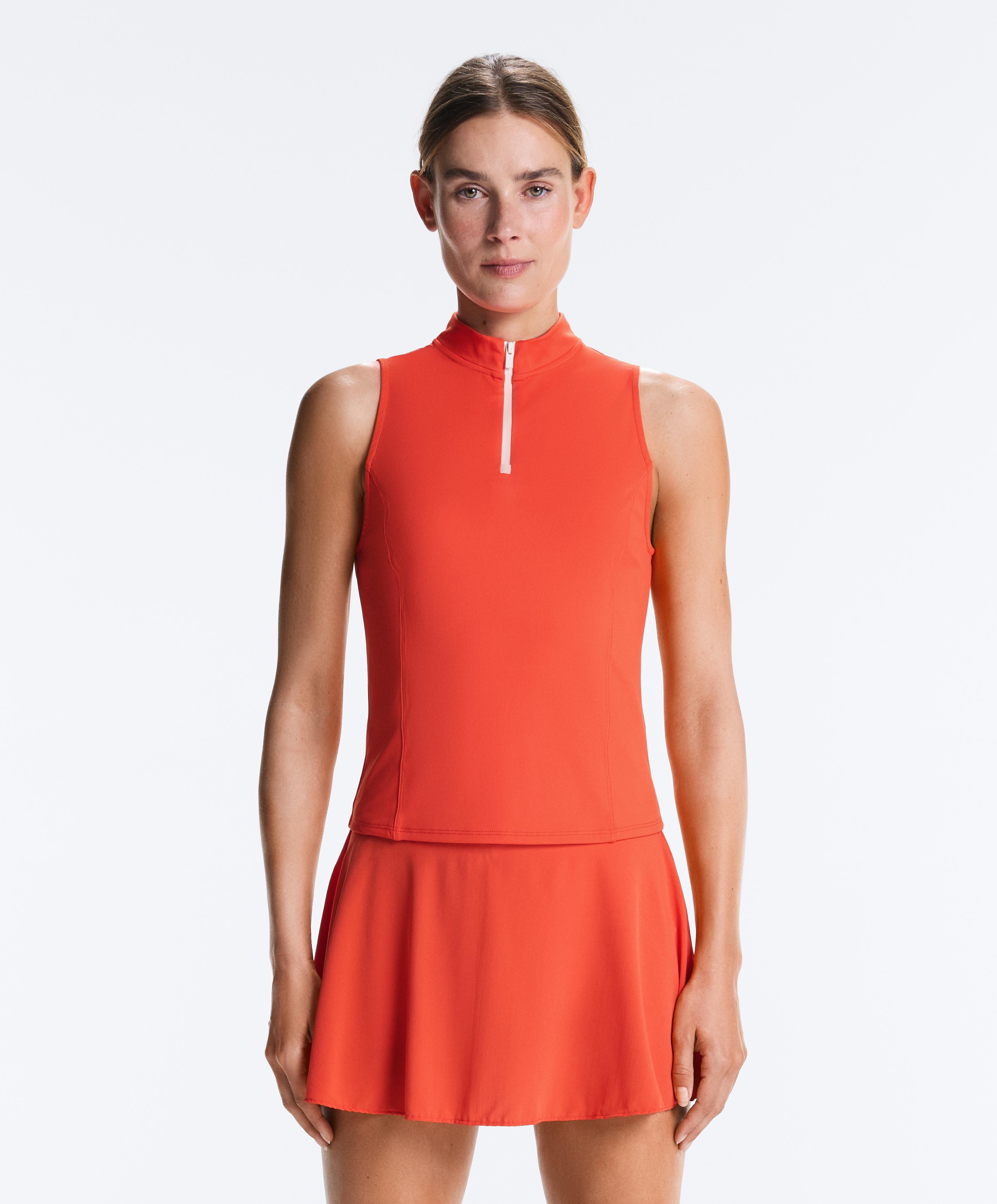 Technical half-zip sleeveless T-shirt — BRIGHT ORANGE