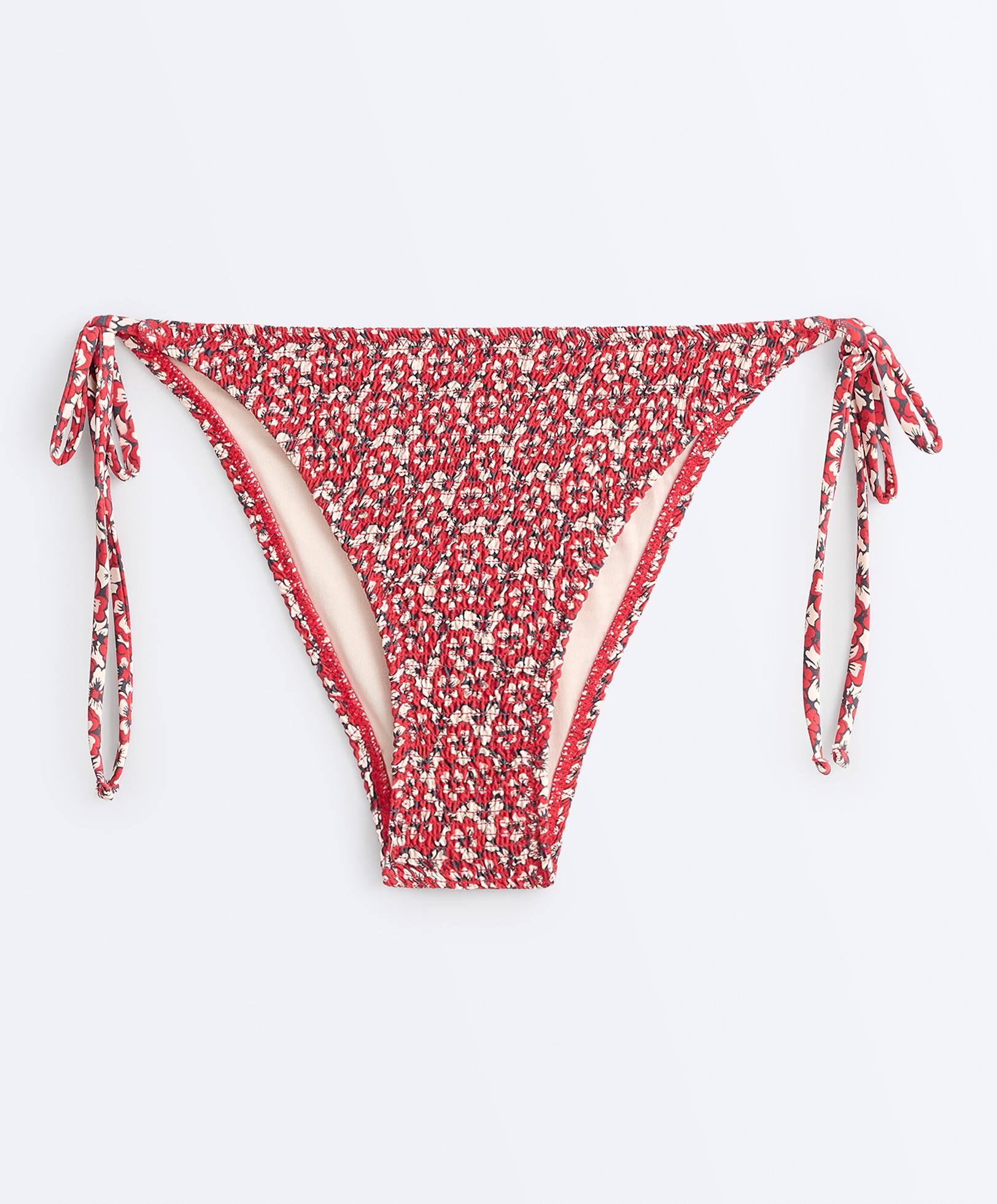 Smock tie medium-coverage bikini briefs — BRIGHT RED