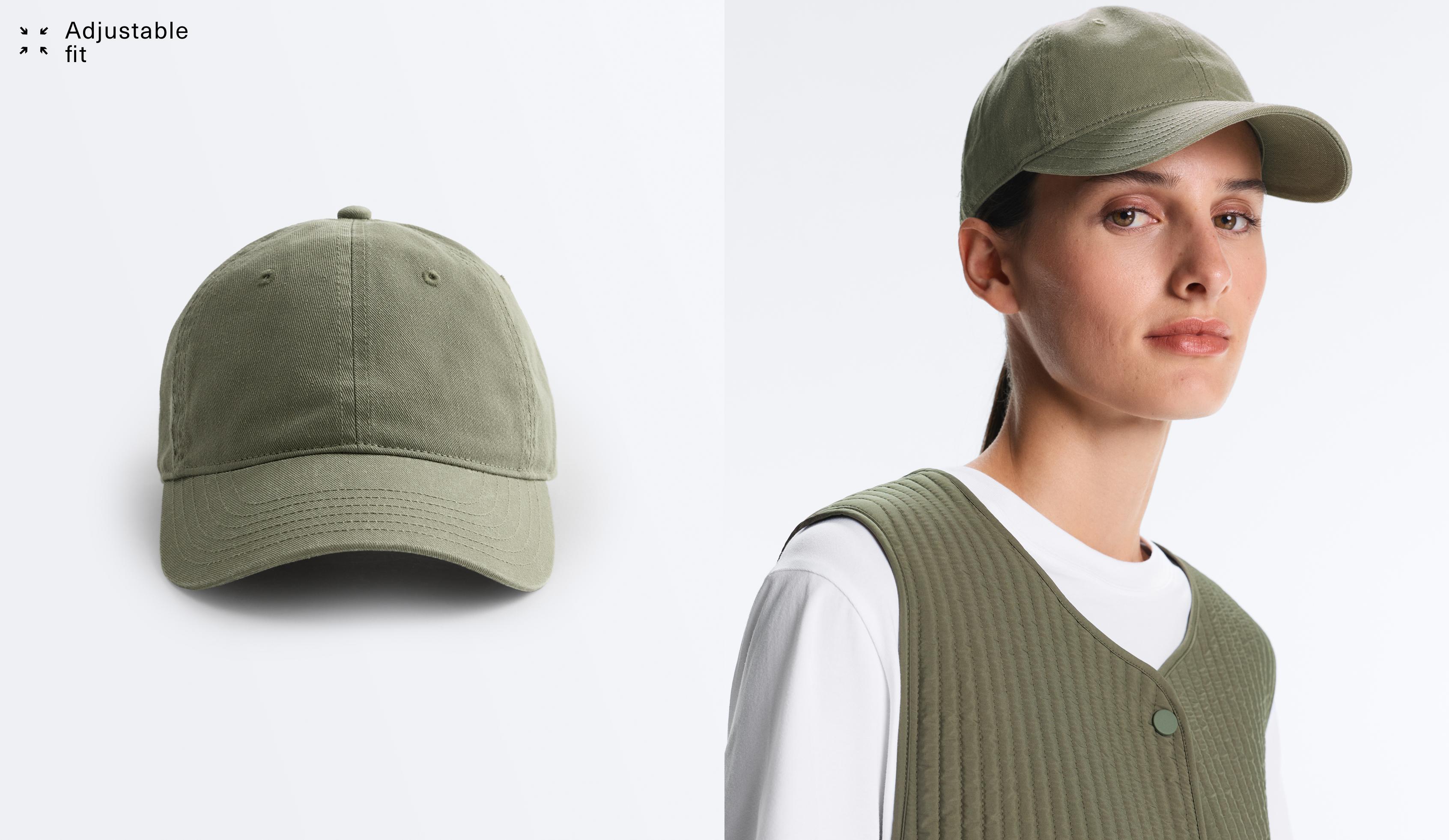 Washed-effect 100% cotton cap — KHAKI