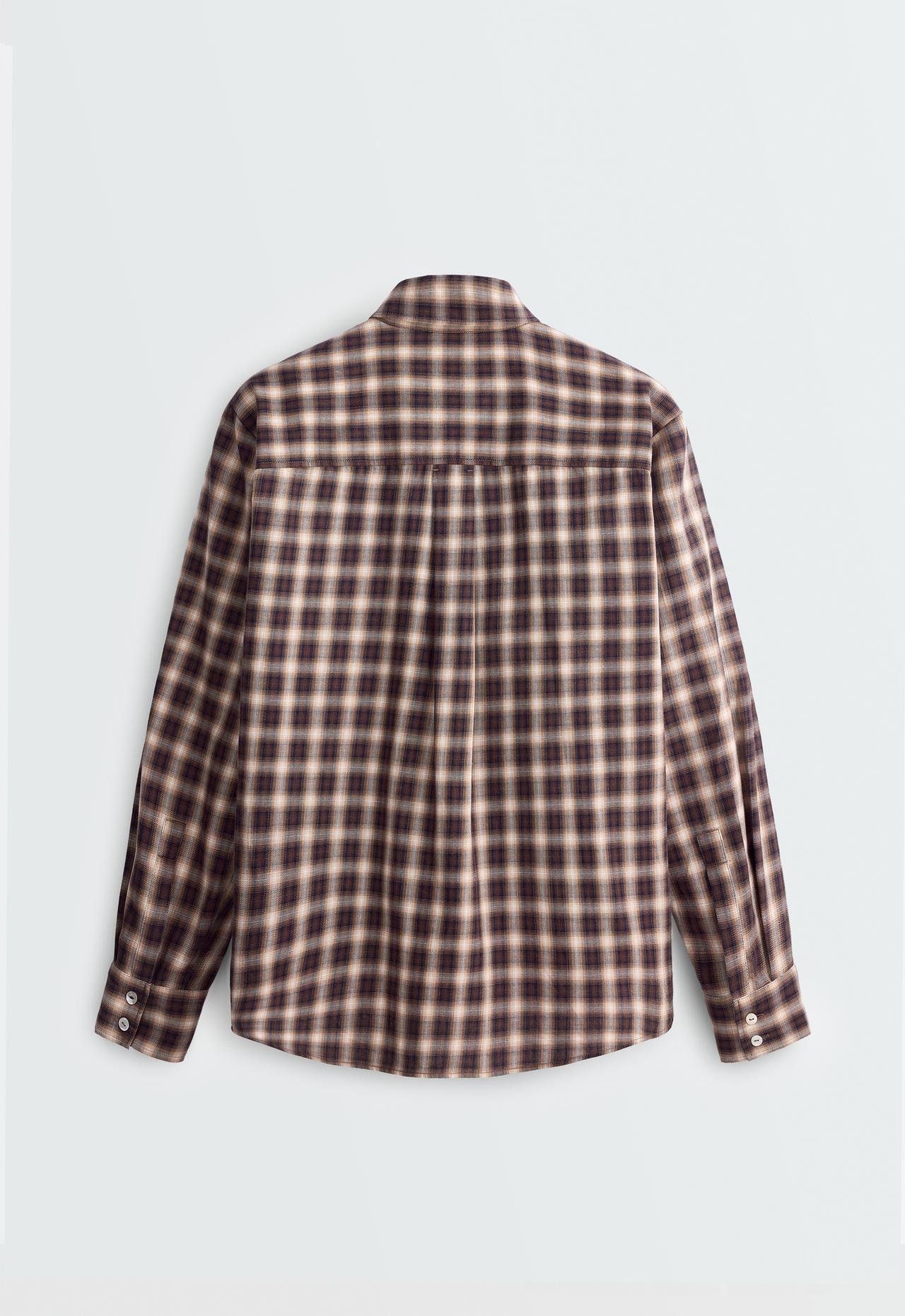 100% cotton check print shirt — BROWN