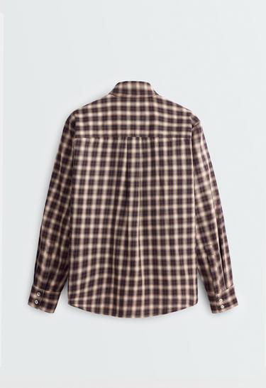 100% cotton check print shirt — BROWN 6