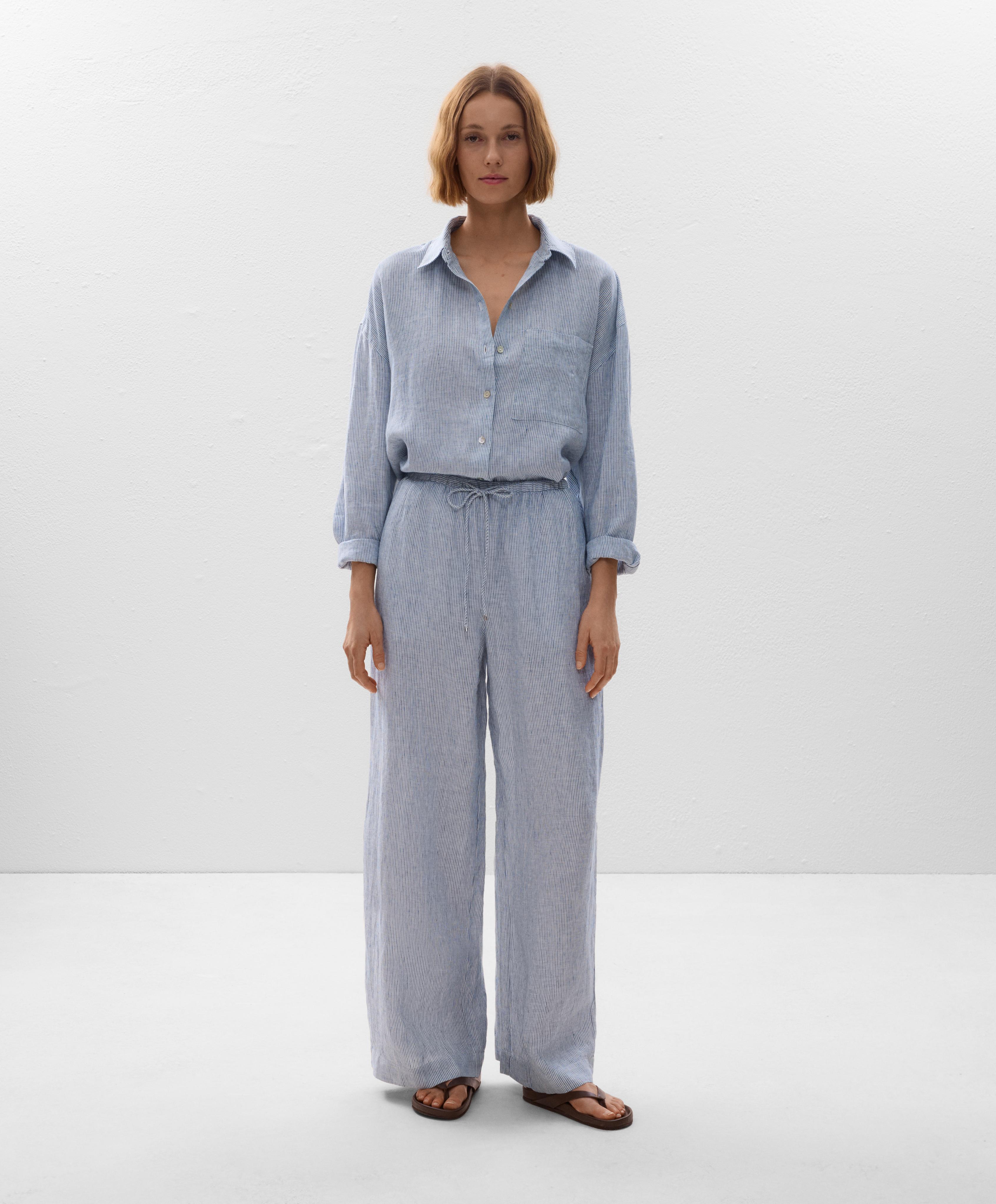 100% linen relaxed striped shirt - Sale 100% linen relaxed striped shirt - Sale