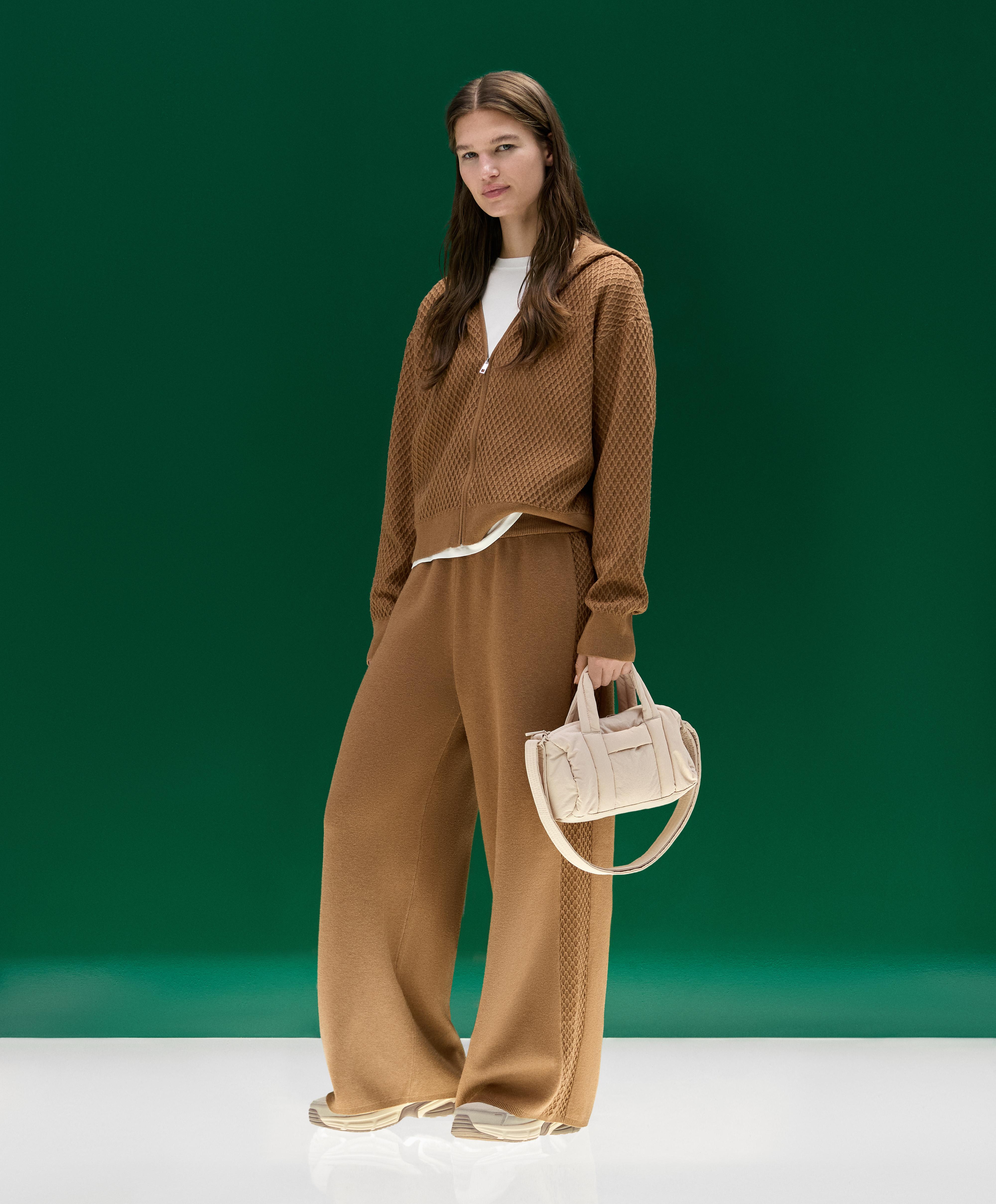 Straight-leg trousers with side knit structure — COPPER
