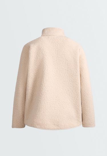 Thick faux-shearling high-neck jacket — CREAM 7