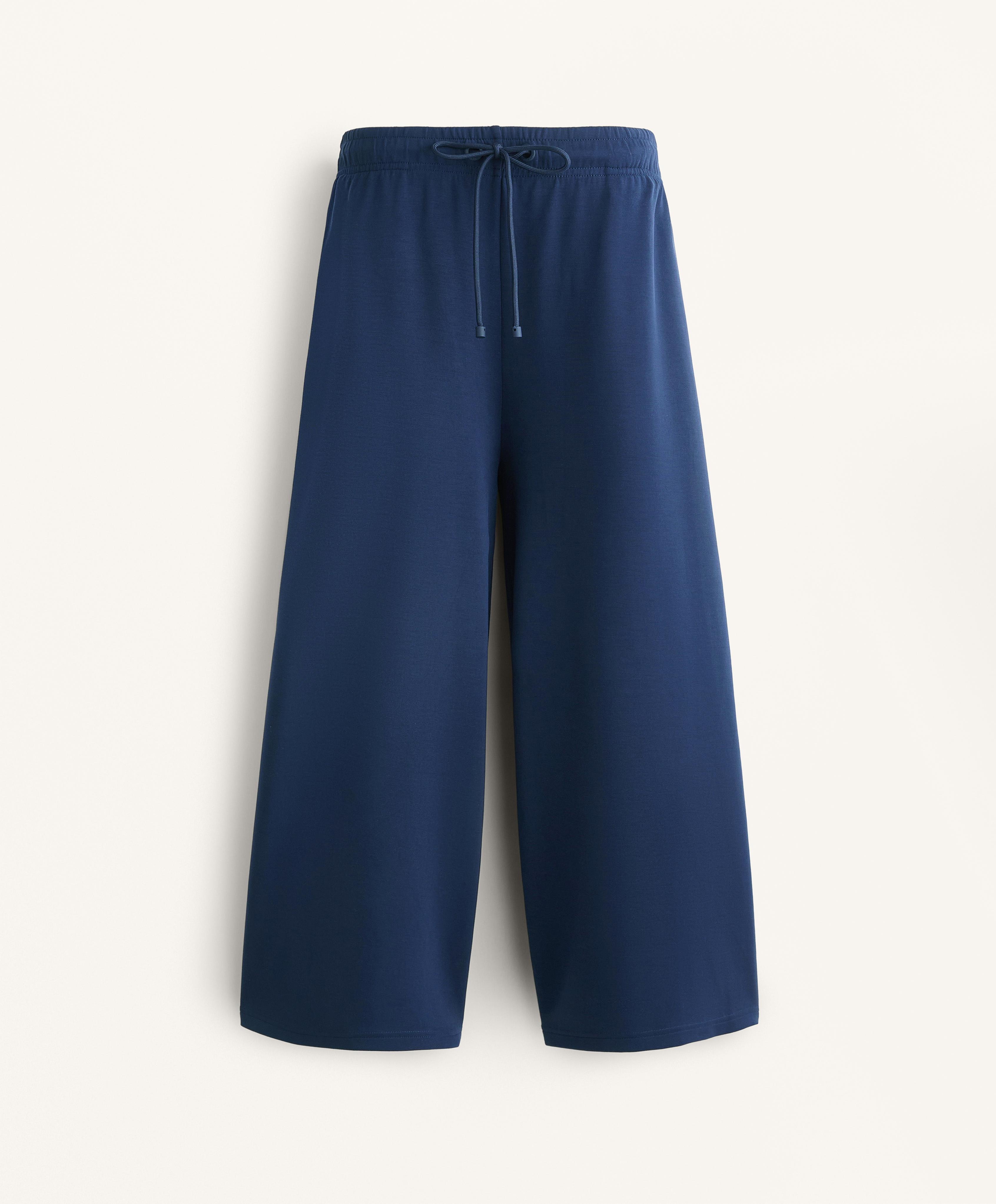 Soft-touch wide-leg crop trousers with modal - Sale