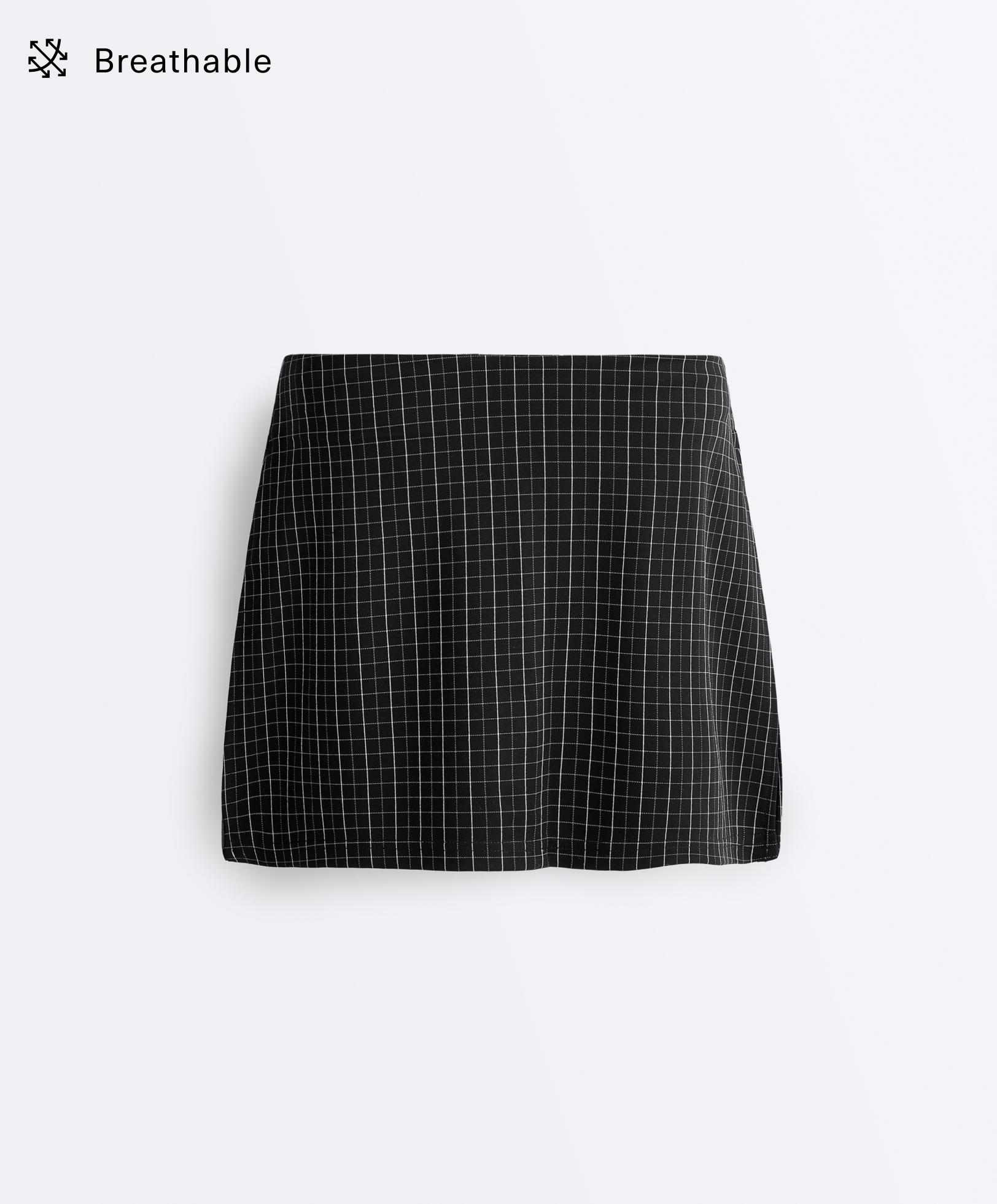 Check short skirt — BLACK