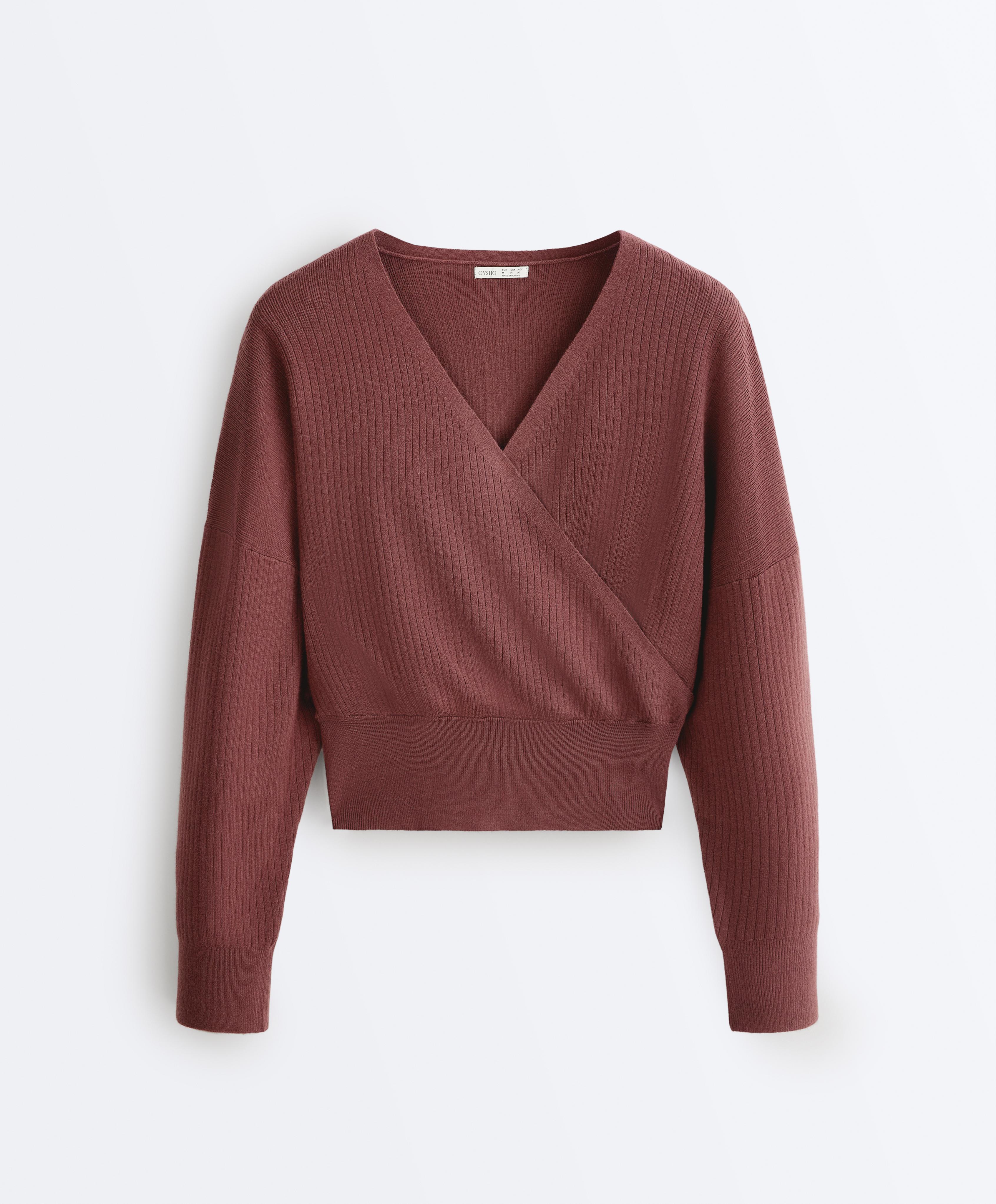 Wrap knit jumper — MAHOGANY