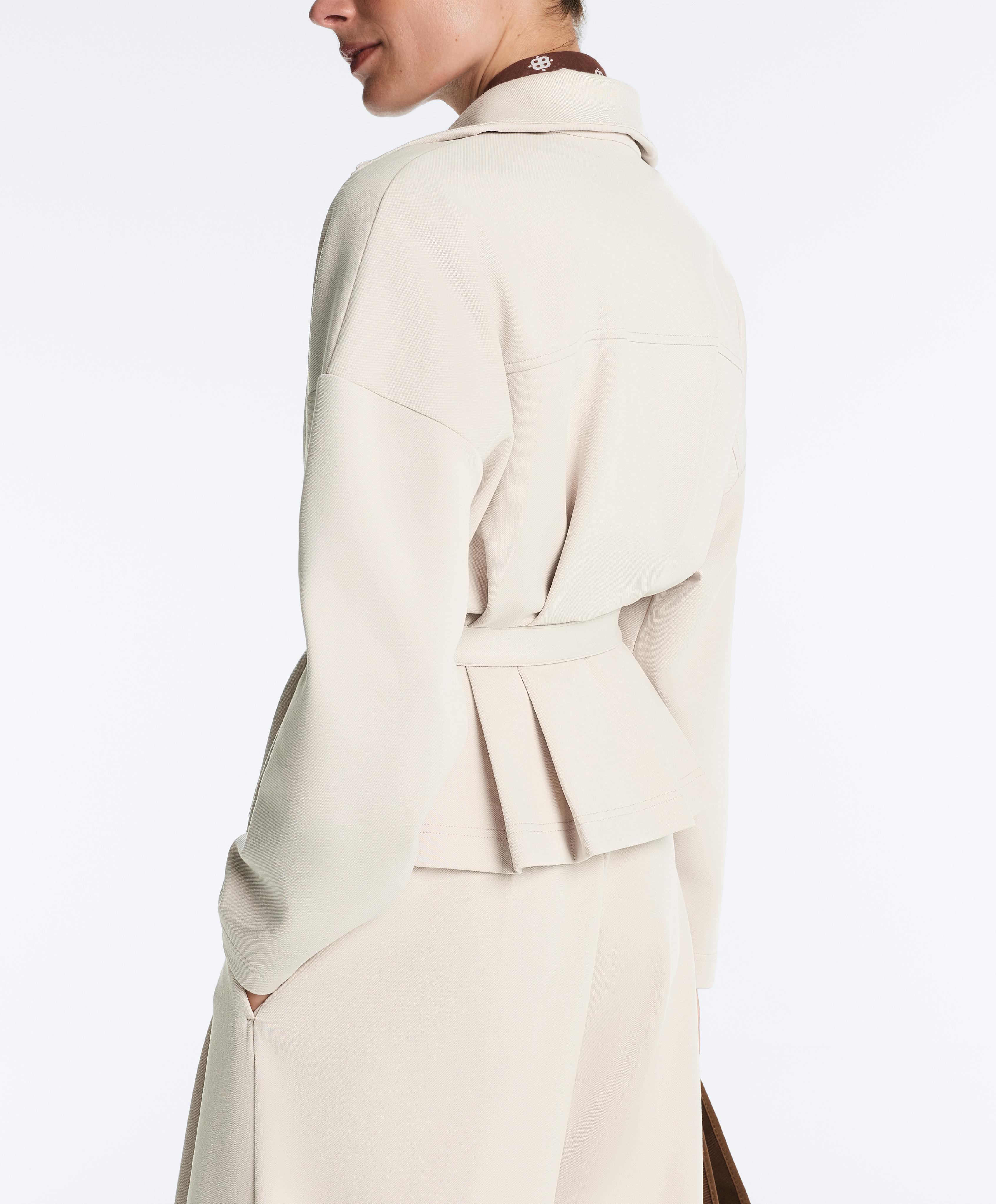 Cotton piqué belted jacket — PALE MINK