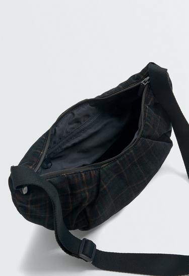 Micro-corduroy crossbody bag with checked print — CHECK 3